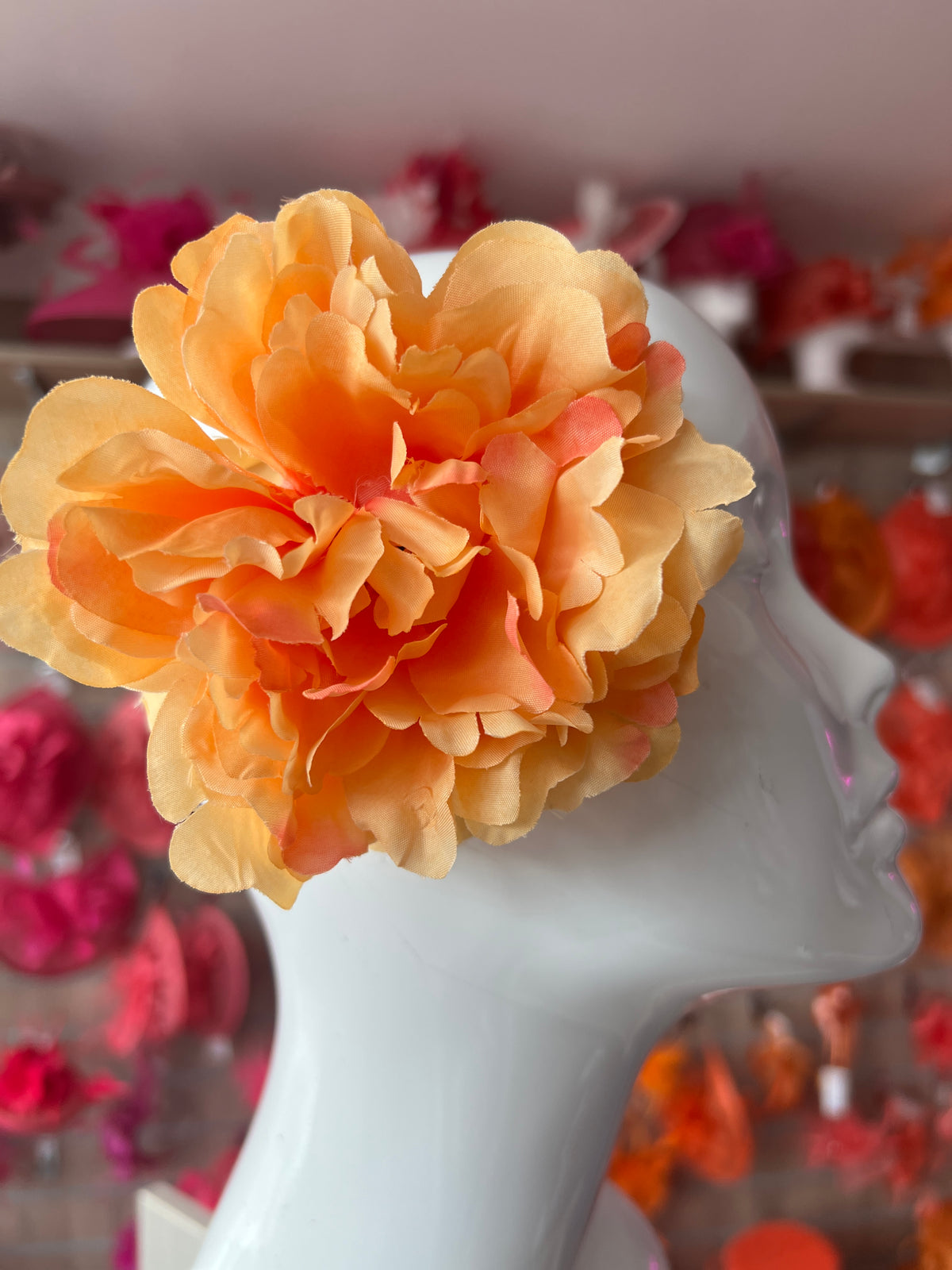 Orange Peony Hair flower-Fascinators Direct