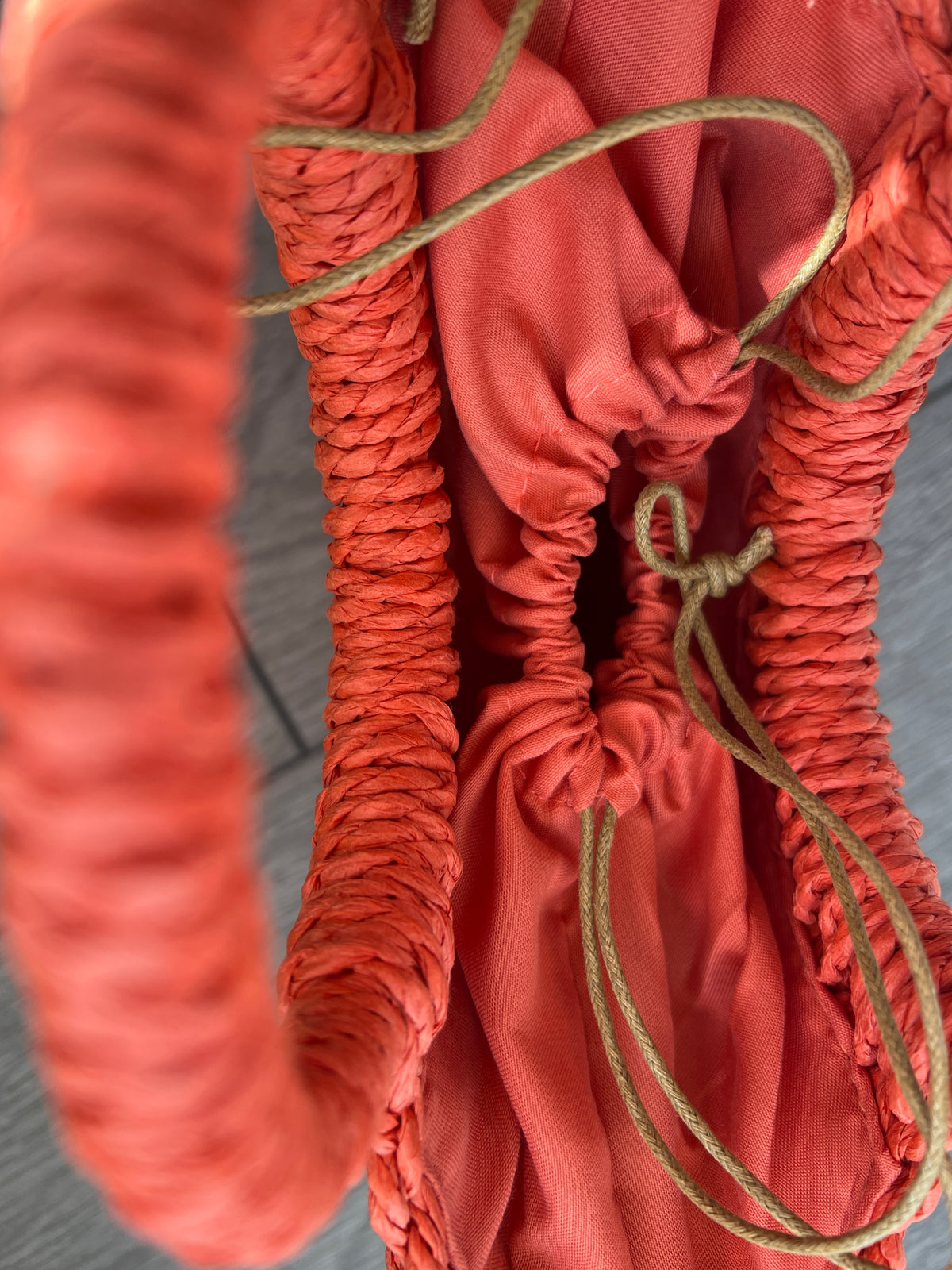 Orange Small Rattan Straw Basket Handbag-Fascinators Direct