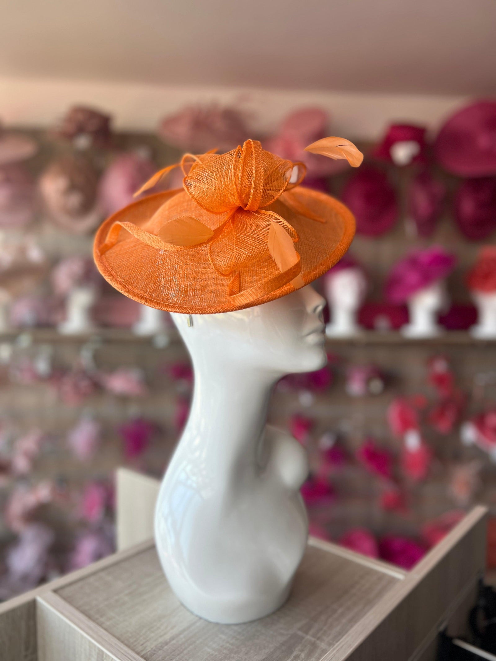 Orange Teardrop Disc Fascinator-Fascinators Direct