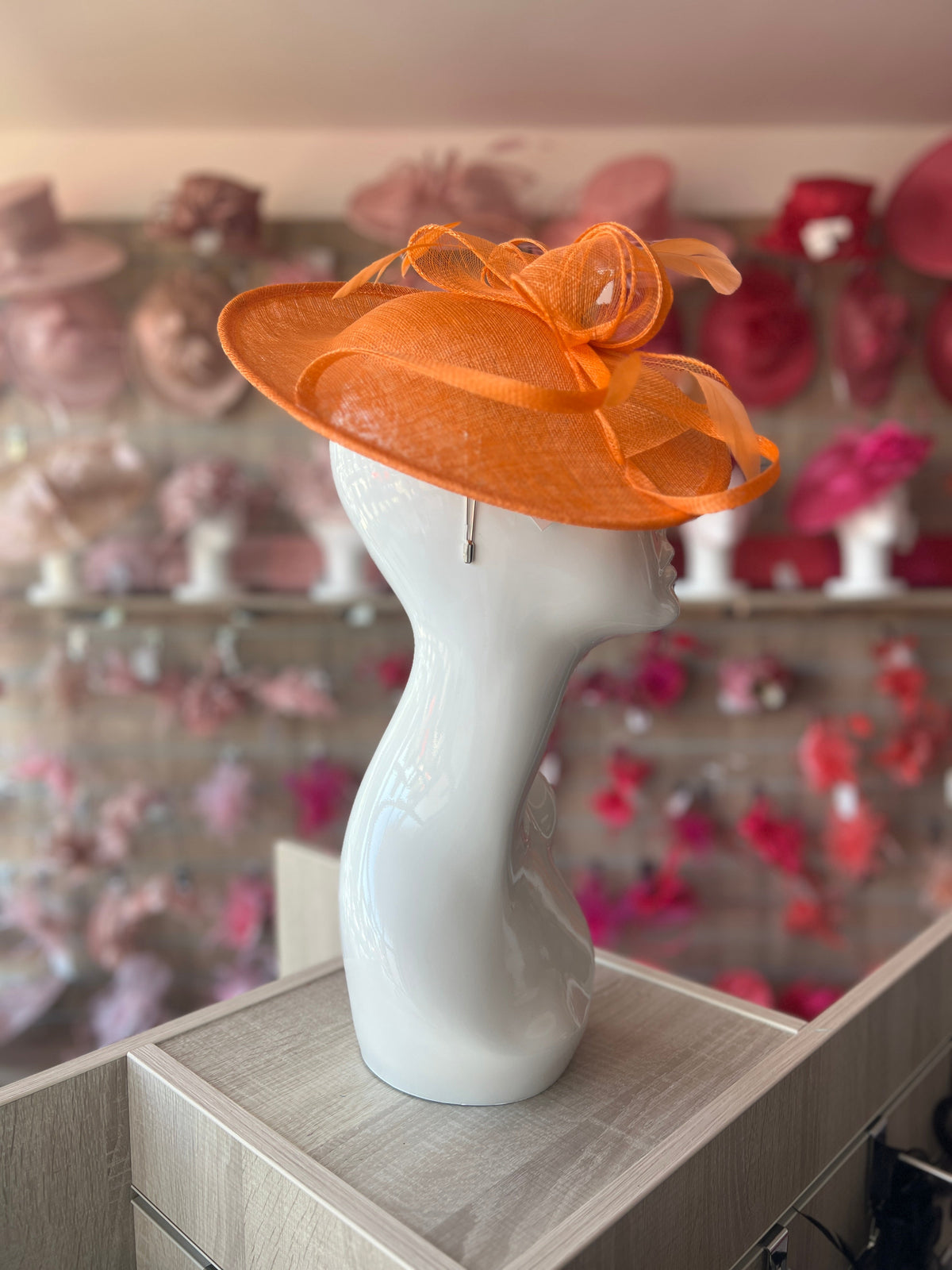Orange Teardrop Disc Fascinator-Fascinators Direct