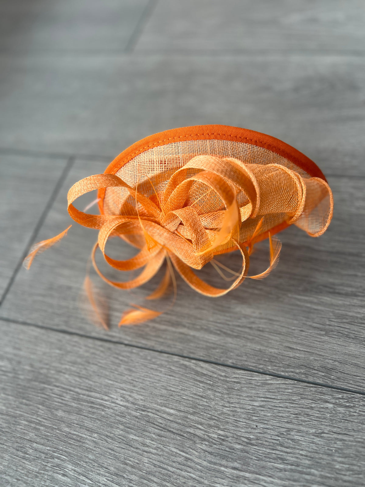 Orange Teardrop Fascinator with Curled Sinamay Loops-Fascinators Direct