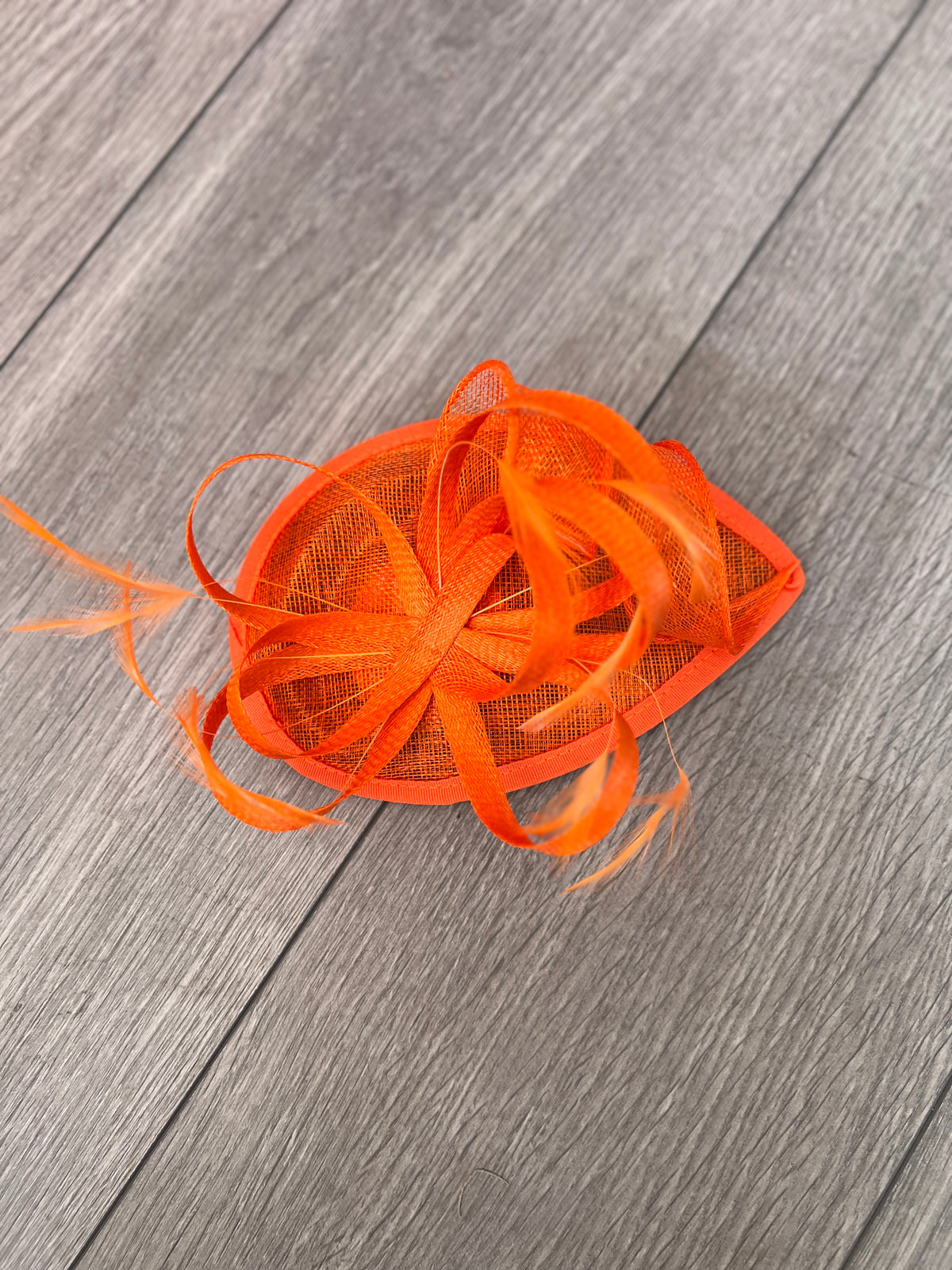 Orange Teardrop Fascinator with Curled Sinamay Loops-Fascinators Direct