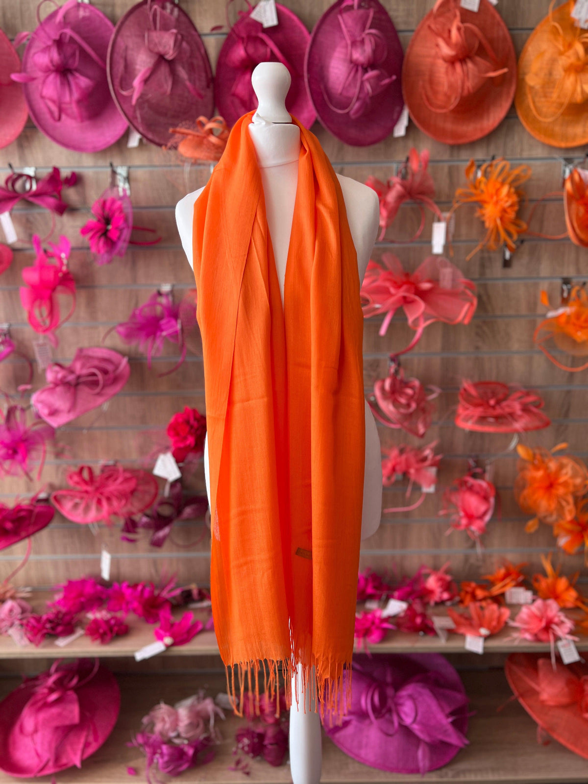 Orange Wedding Pashmina Scarf-Fascinators Direct
