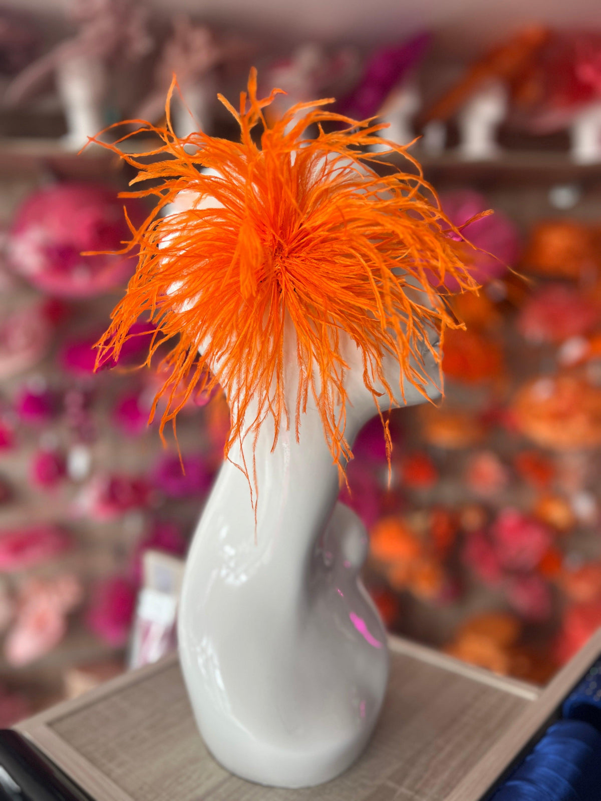 Orange Wispy Feather Fascinator Hair Clip-Fascinators Direct