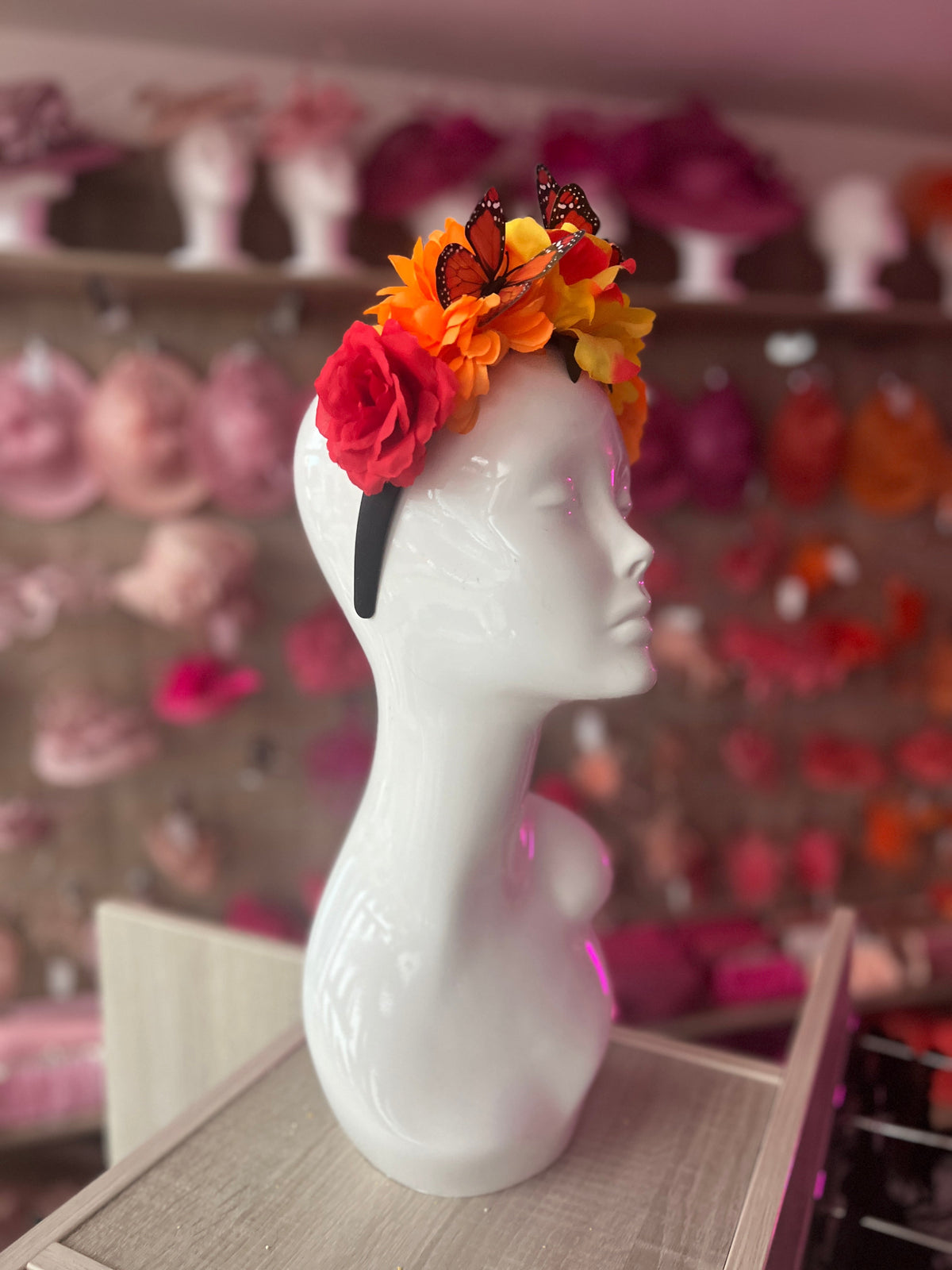 Pumpkin and Flower Fascinator in Pinks, outlets Oranges and Creams