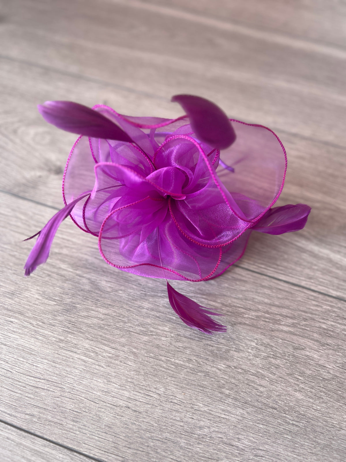 PEARLESCENT PURPLE CHIFFON FLOWER FASCINATOR-Fascinators Direct