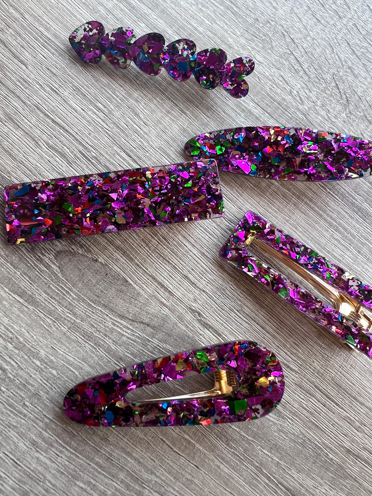 Pack Of 5 Glittery Hair Clips- Fuchsia Pink-Fascinators Direct