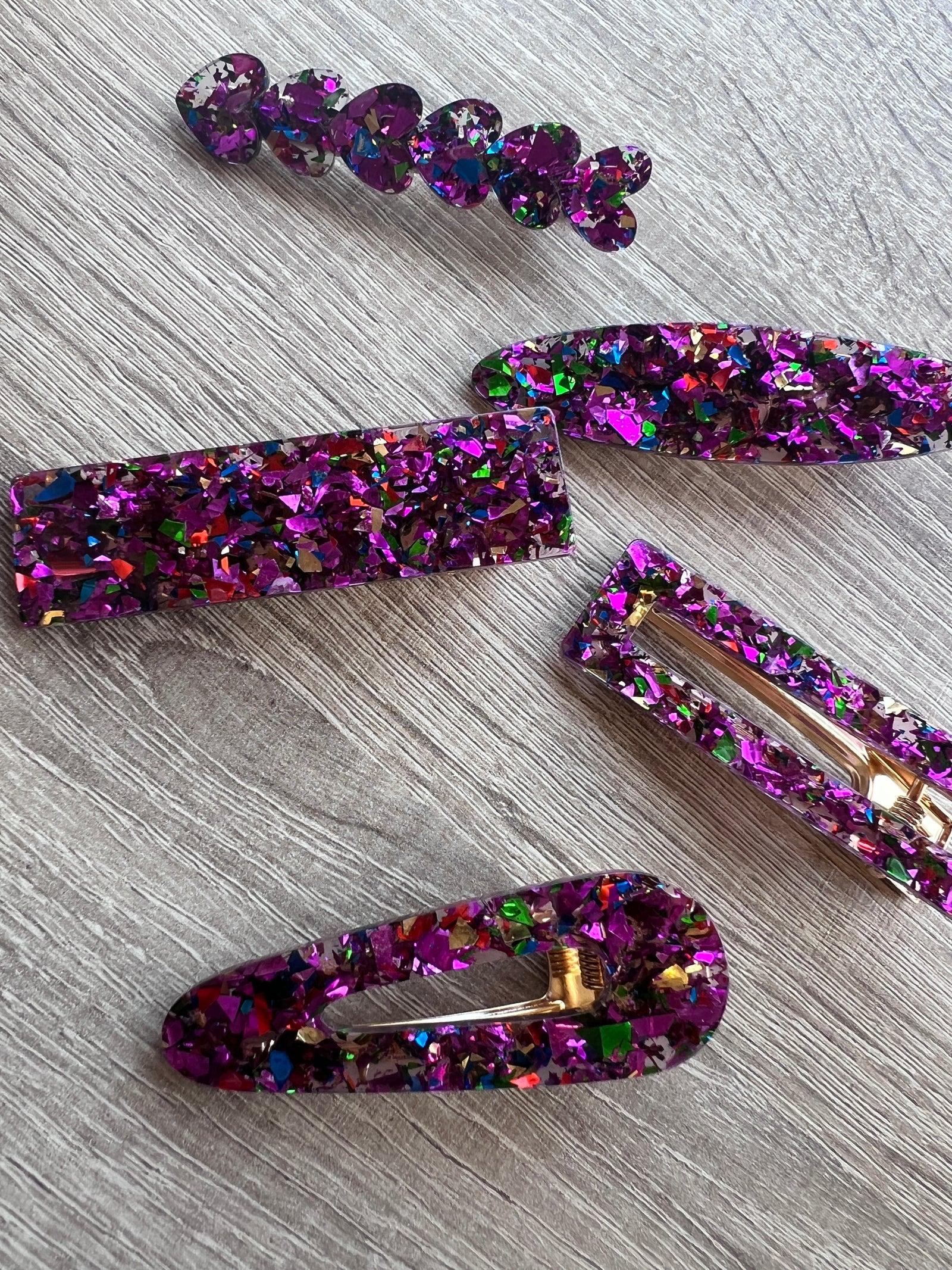 Pack Of 5 Glittery Hair Clips- Fuchsia Pink-Fascinators Direct