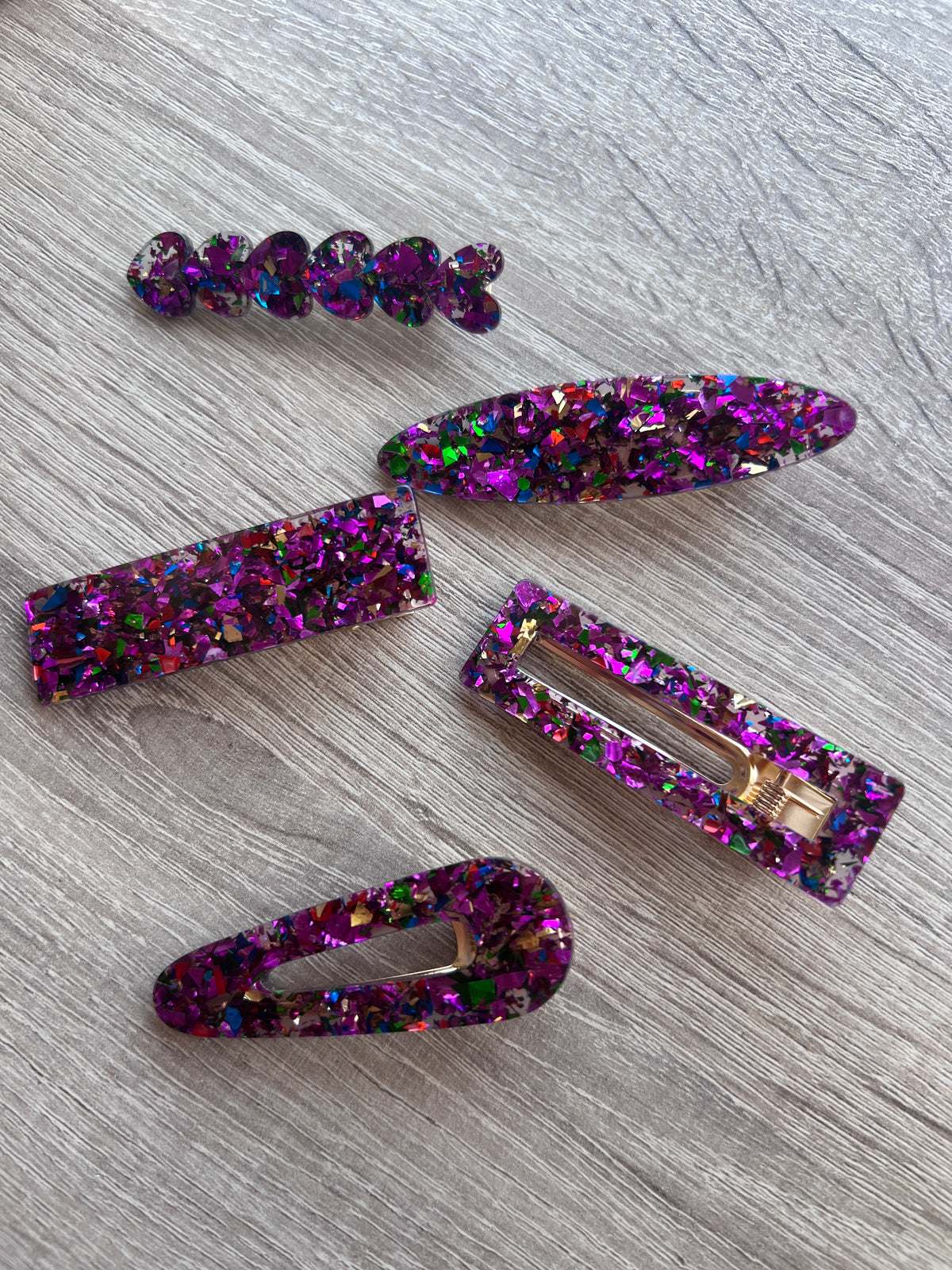 Pack Of 5 Glittery Hair Clips- Fuchsia Pink-Fascinators Direct