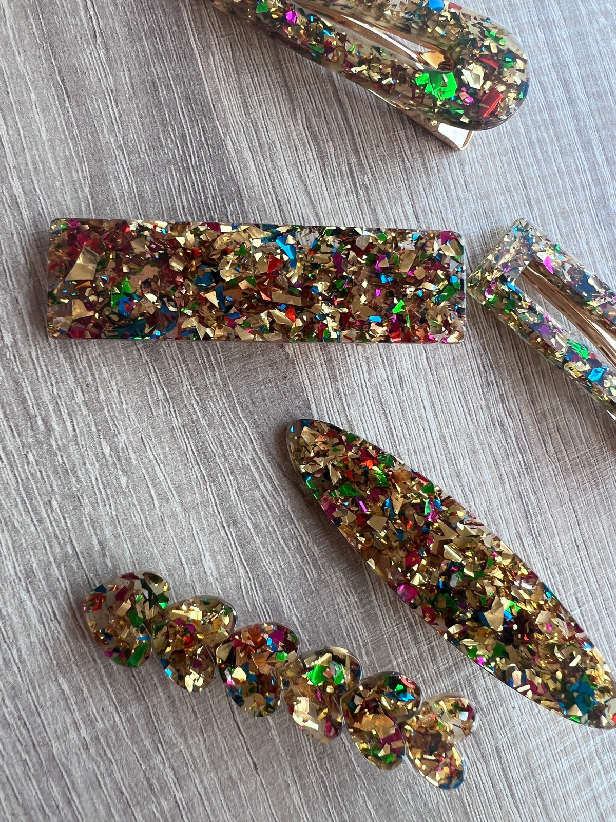 Pack Of 5 Glittery Hair Clips- Gold-Fascinators Direct