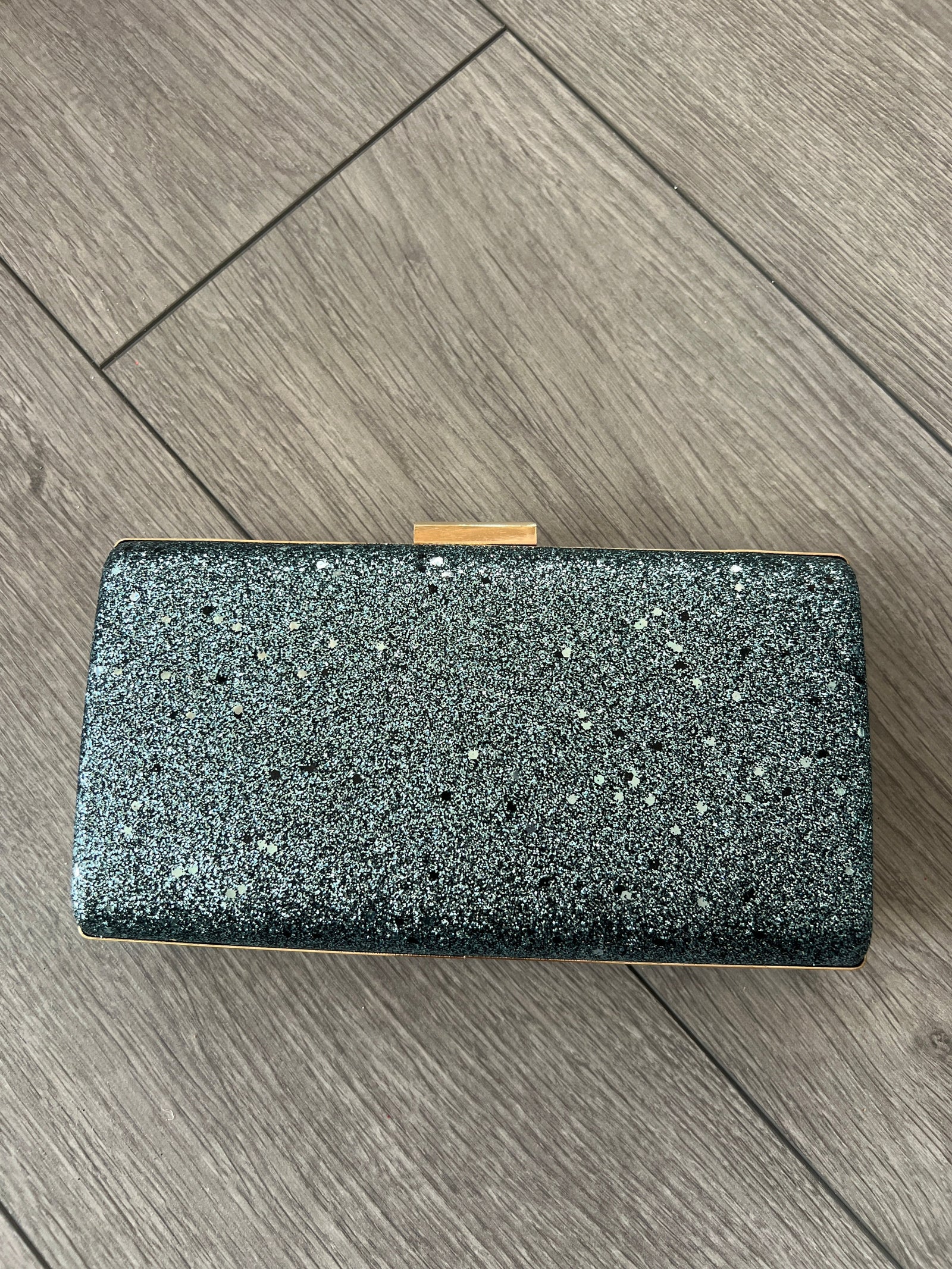 Pale Blue Glitter Box Clutch Bag-Fascinators Direct