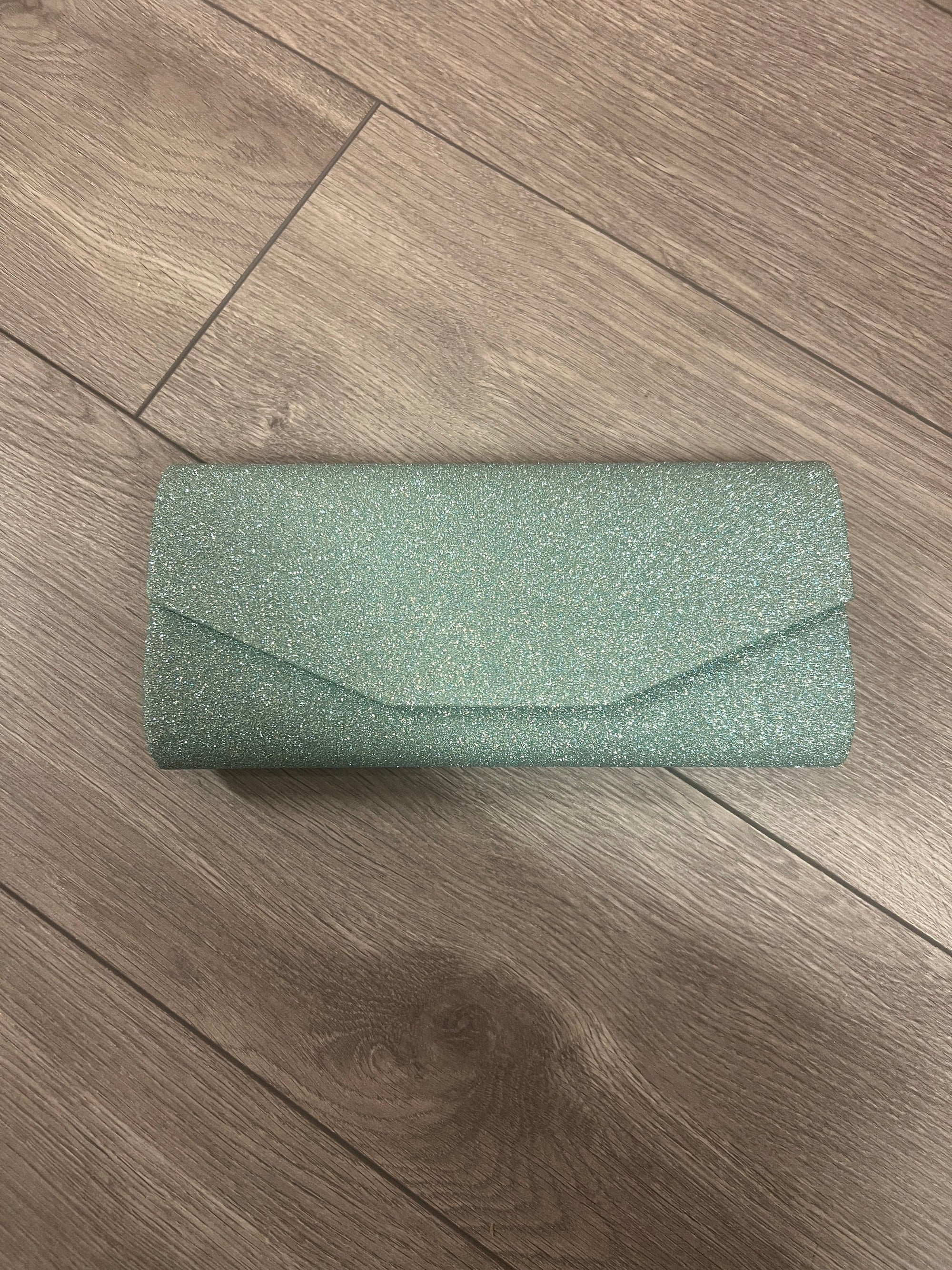 Pale Blue Glitter Clutch Bag-Fascinators Direct