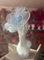 Pale Blue Large Fascinator With Feather Flower & Netting-Fascinators Direct