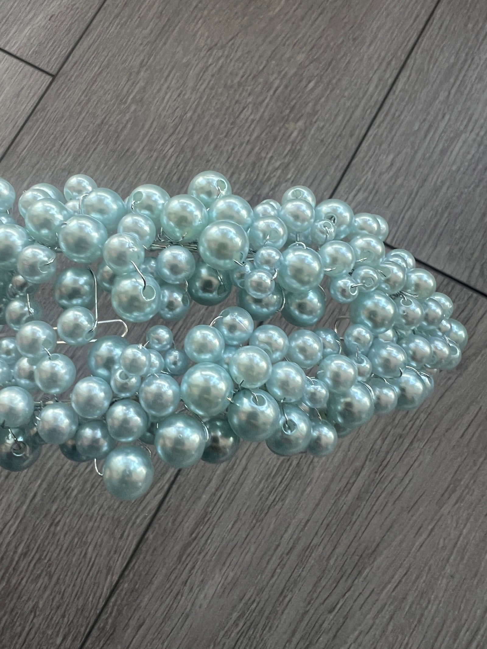 Pale Blue Pearl Headband Fascinator-Fascinators Direct