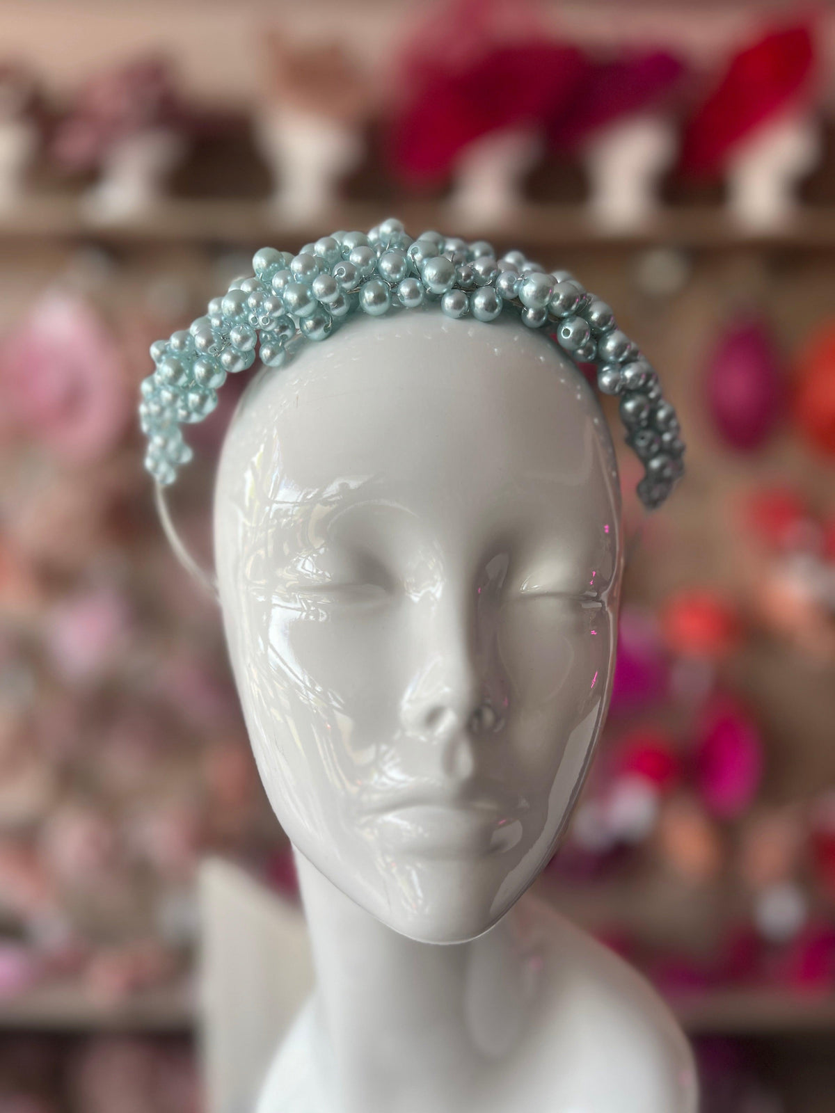 Pale Blue Pearl Headband Fascinator-Fascinators Direct