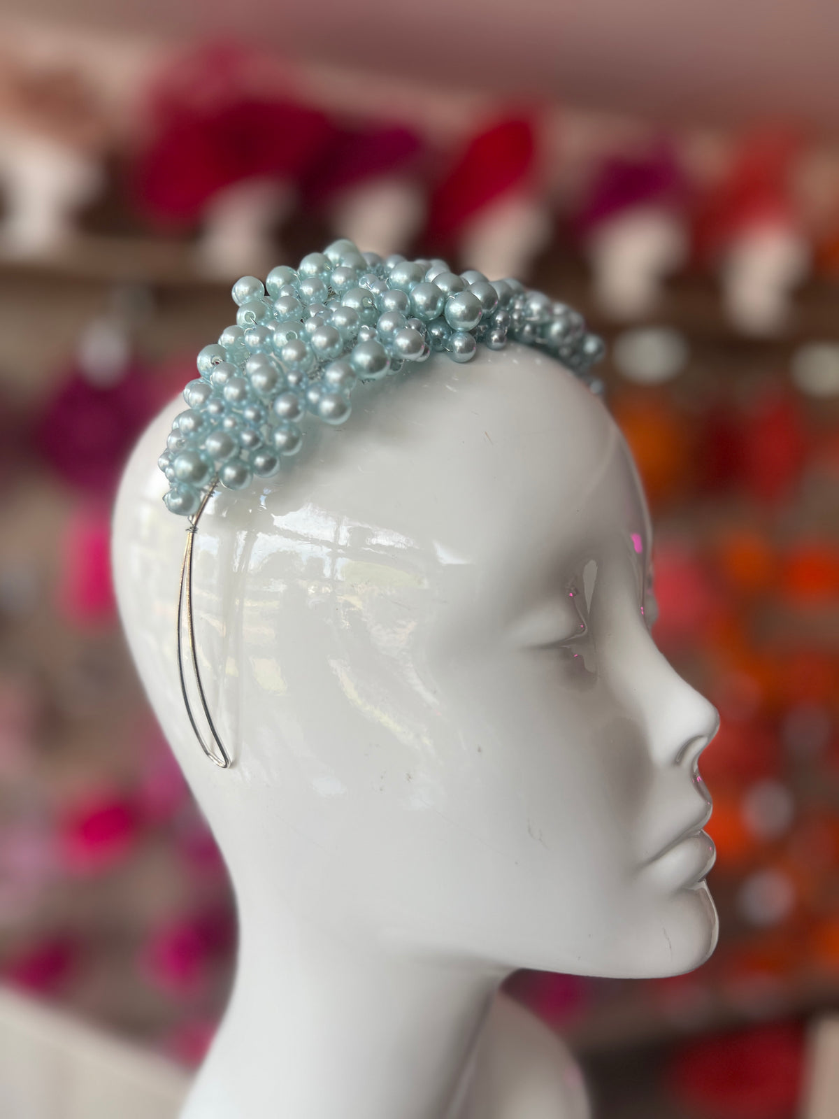 Pale Blue Pearl Headband Fascinator-Fascinators Direct