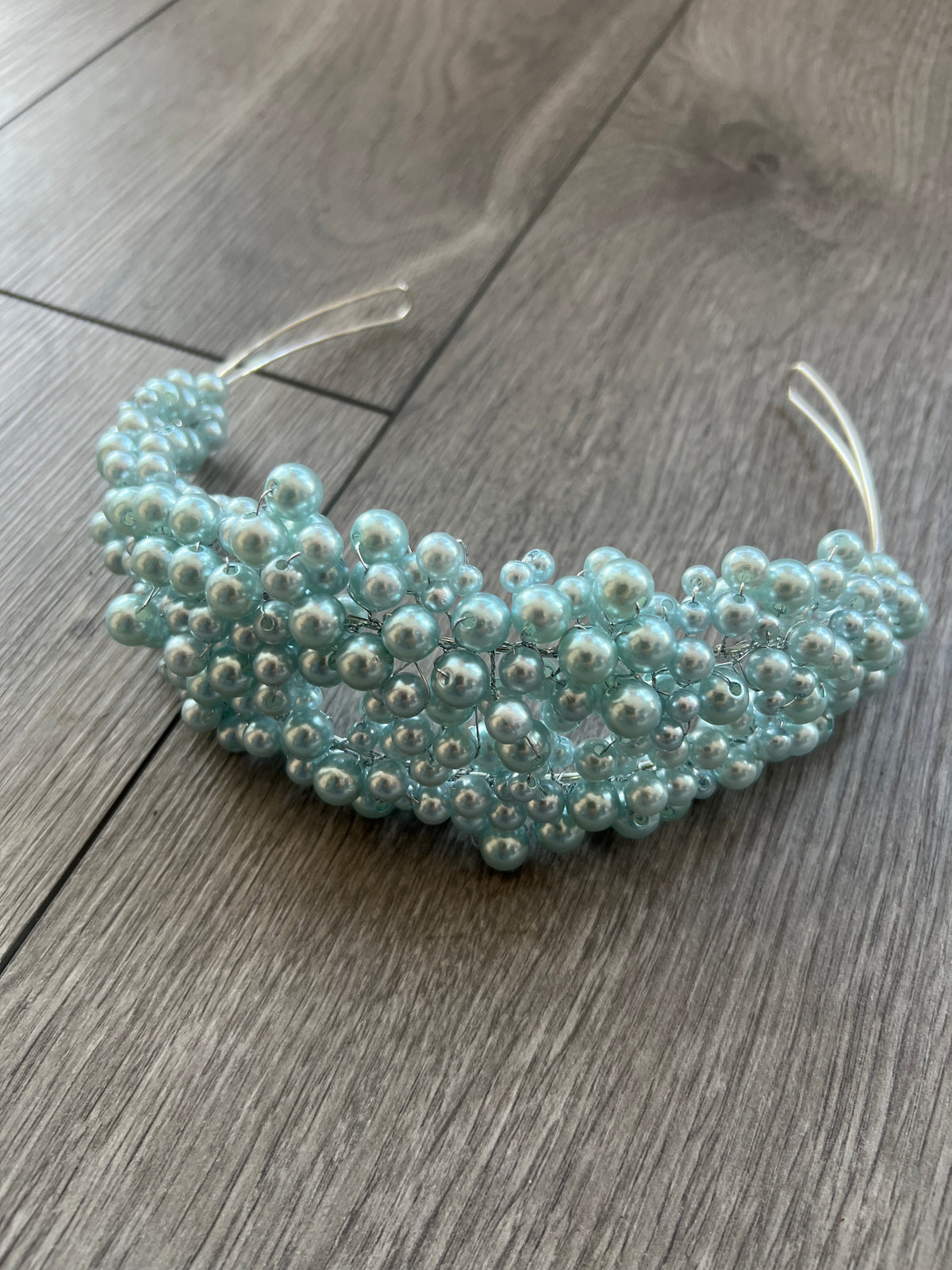 Pale Blue Pearl Headband Fascinator-Fascinators Direct