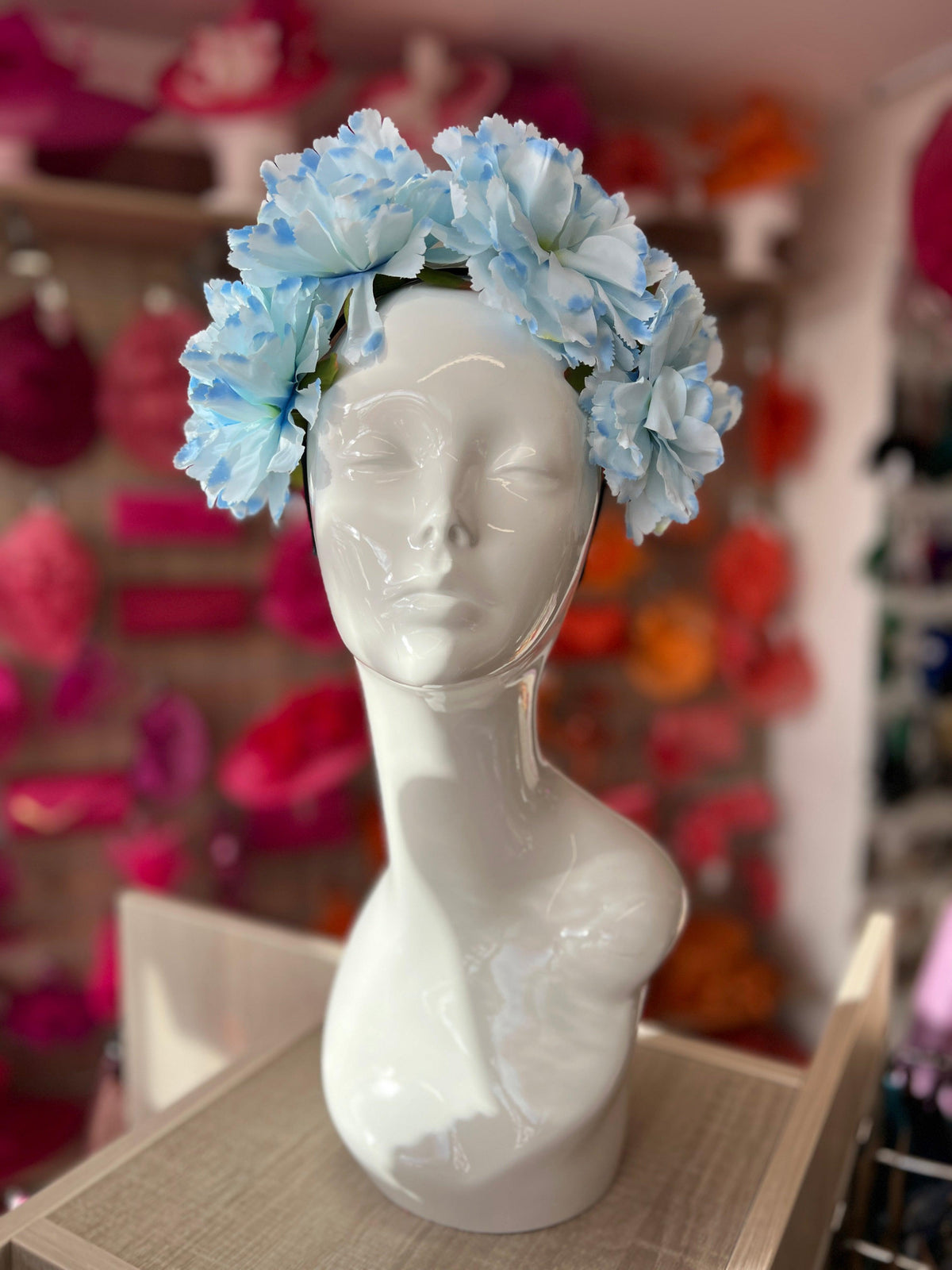 Pale Blue Peony flower Crown Headband-Fascinators Direct