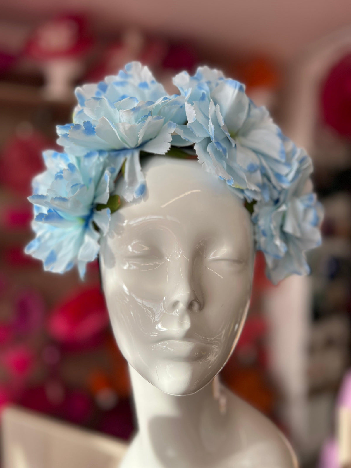 Pale Blue Peony flower Crown Headband-Fascinators Direct