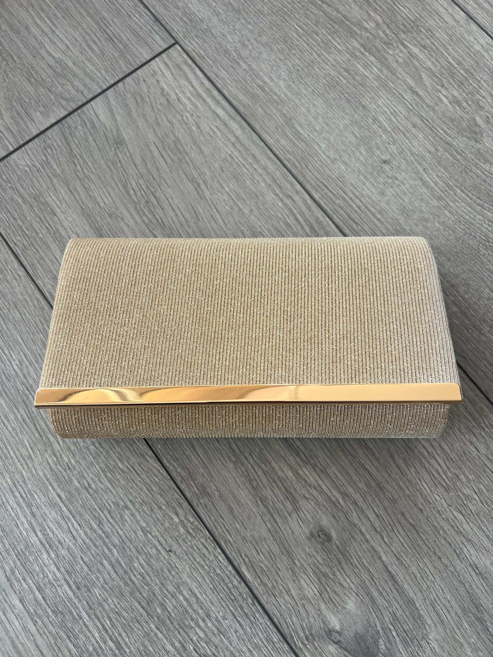 Pale Gold Glitter Shimmer Clutch Bag-Fascinators Direct