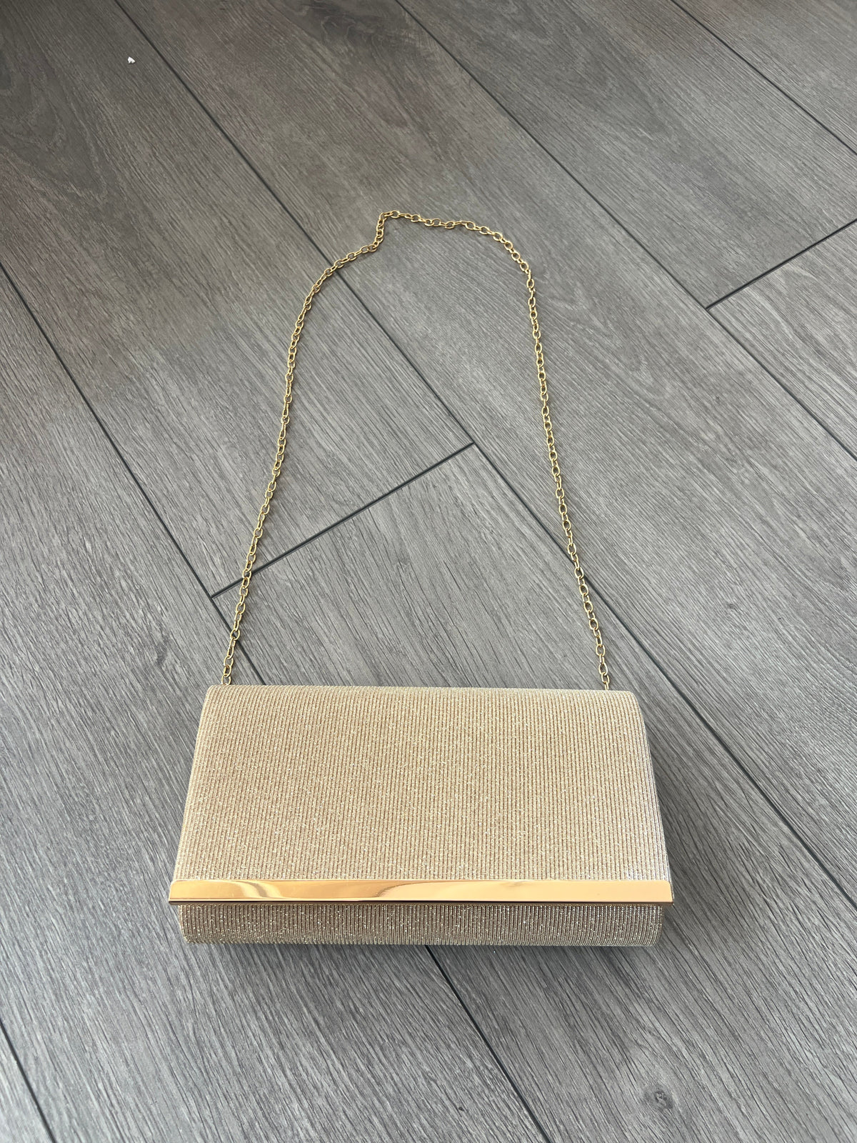 Pale Gold Glitter Shimmer Clutch Bag-Fascinators Direct