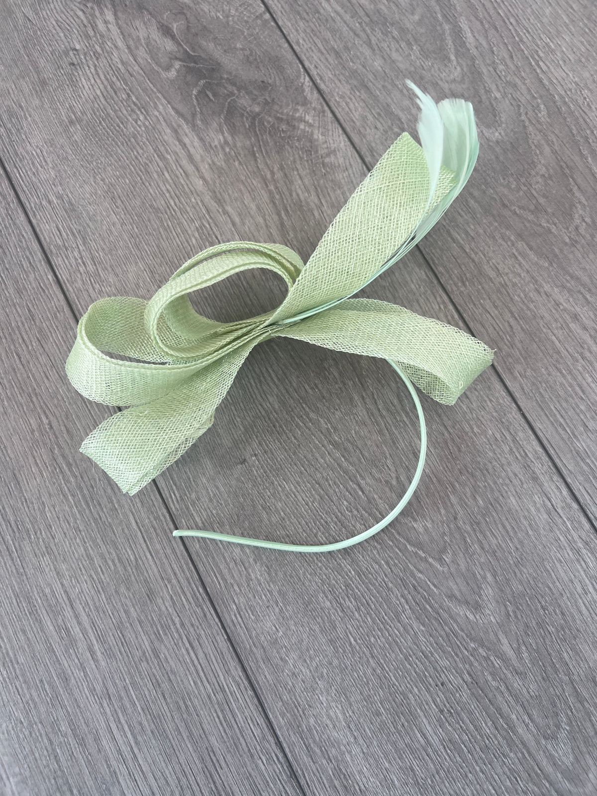 Pale Green Large Loop Feather Headband Fascinator-Fascinators Direct