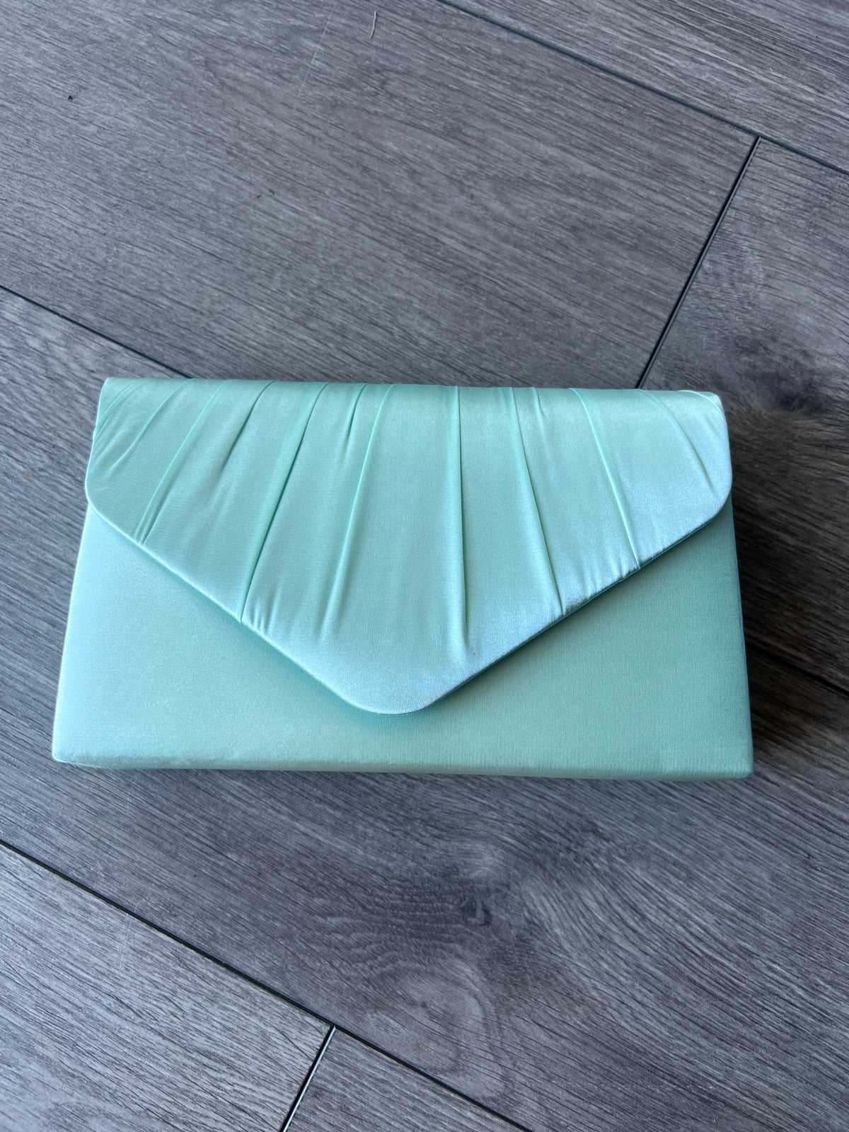 Pale Green Satin Enevelope Clutch Bag-Fascinators Direct