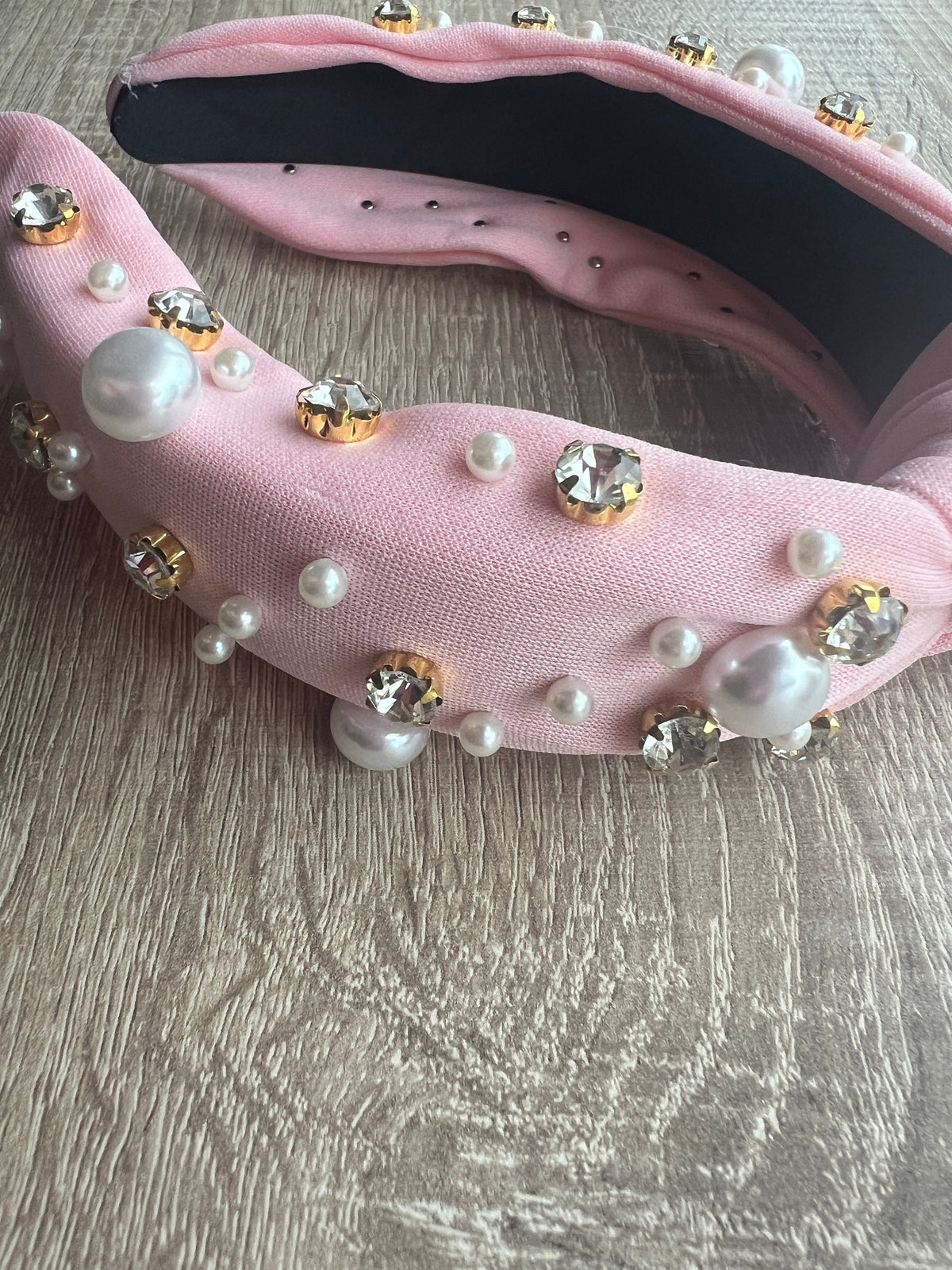 Pale Pink Pearl &amp; Diamante Knot Headband Fascinator-Fascinators Direct