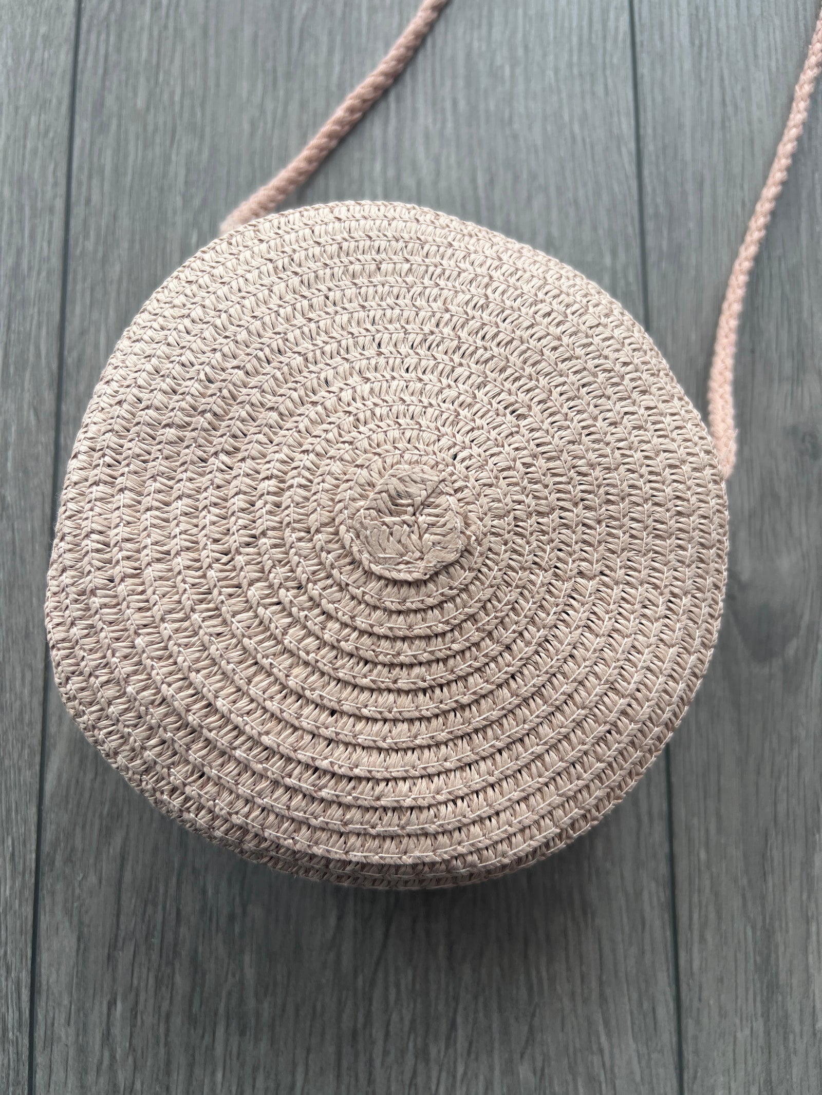 Pale Pink Round Straw Shoulder Bag-Fascinators Direct