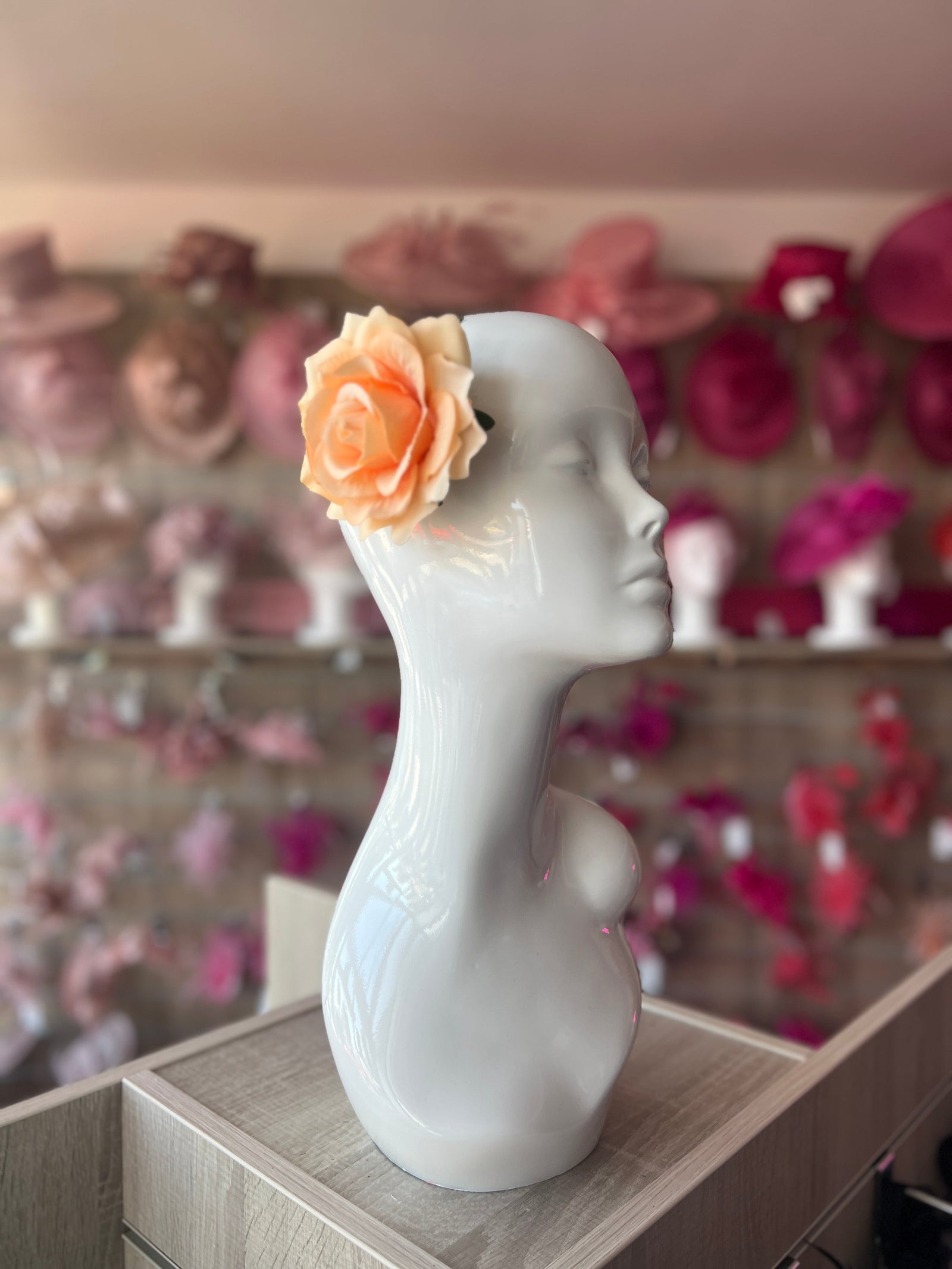 Peach Rose Hair Clip-Fascinators Direct