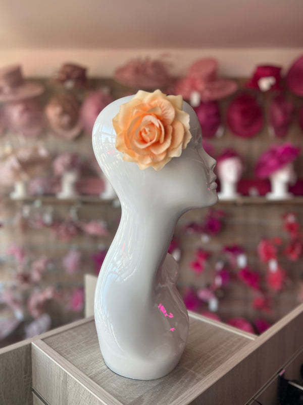 peach rose hair clip