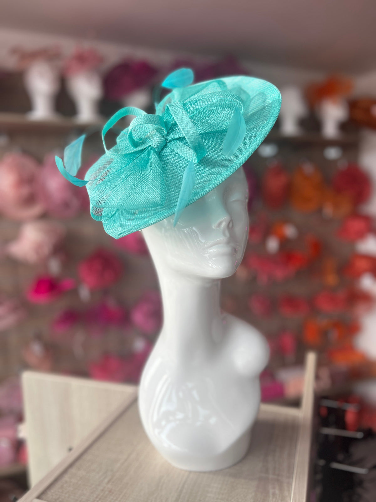 Peacock Disc Fascinator with Decorative Bow-Fascinators Direct