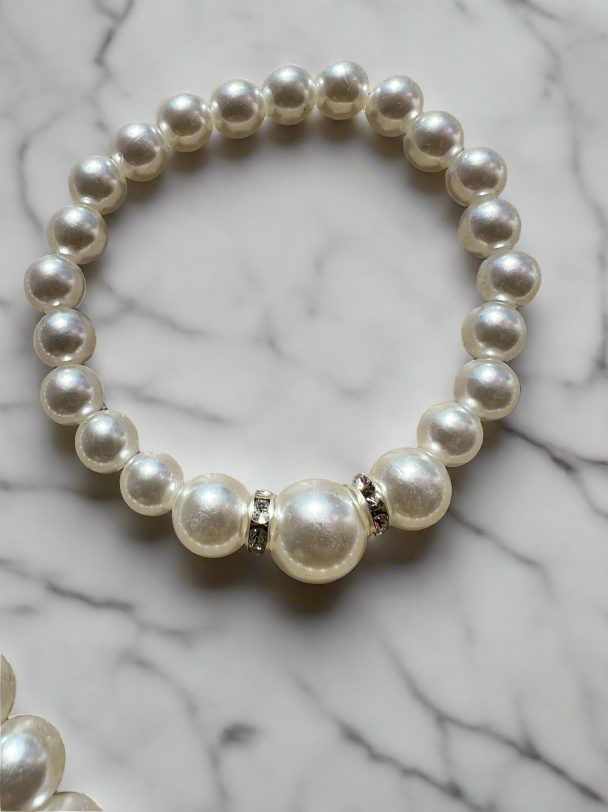 Pearl Earrings,Bracelet,Necklace Set White-Fascinators Direct