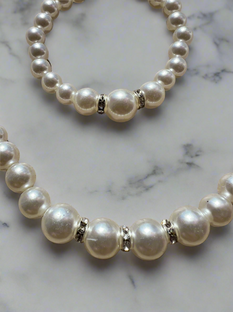 Pearl Earrings,Bracelet,Necklace Set White-Fascinators Direct