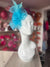 Pearlescent Blue Chiffon Flower Fascinator With Feathers-Fascinators Direct