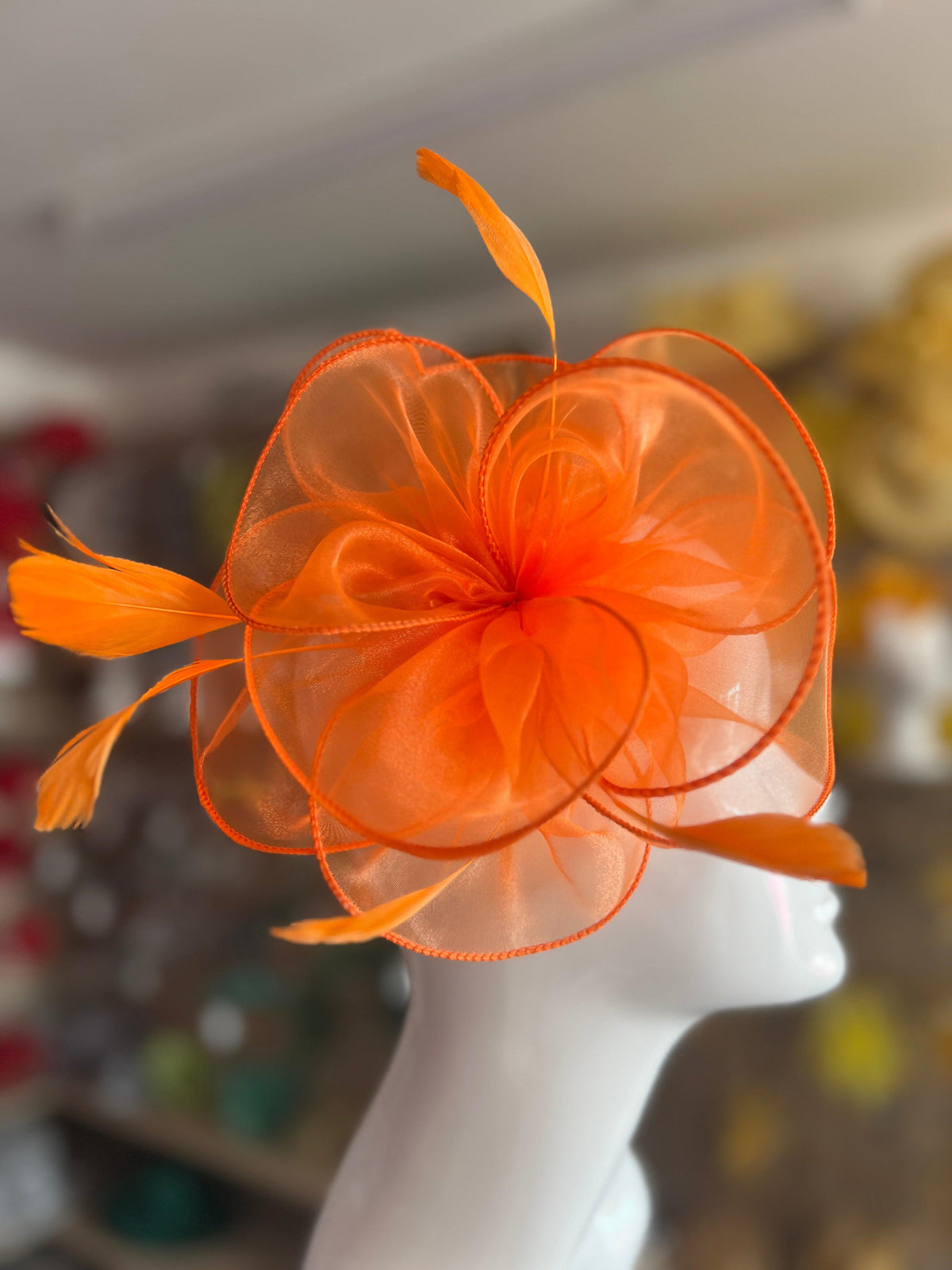 Pearlescent Orange Chiffon Flower Fascinator-Fascinators Direct