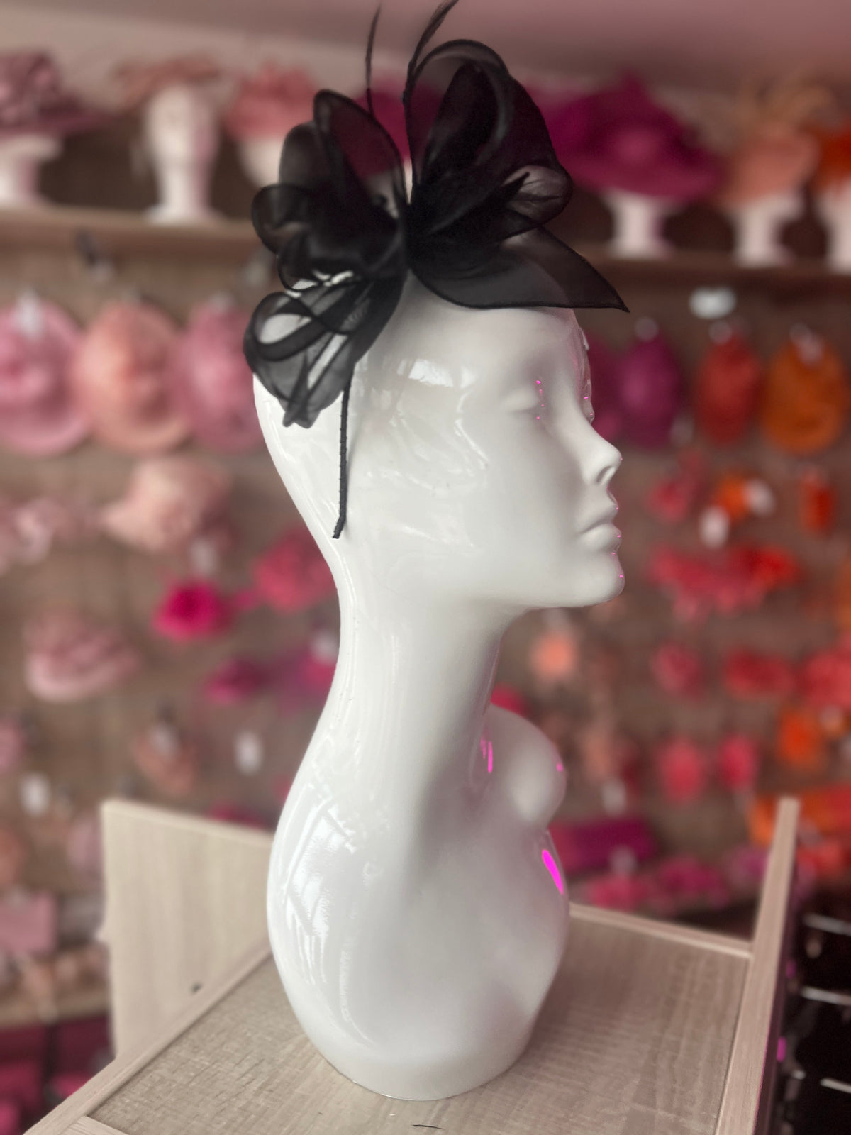 Pearlescent Organza Black Fascinator Headband-Fascinators Direct