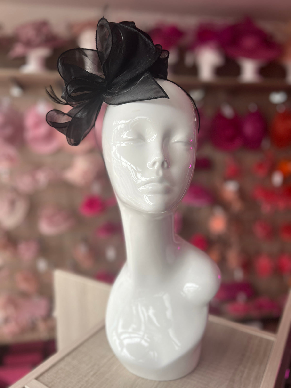 Pearlescent Organza Black Fascinator Headband-Fascinators Direct