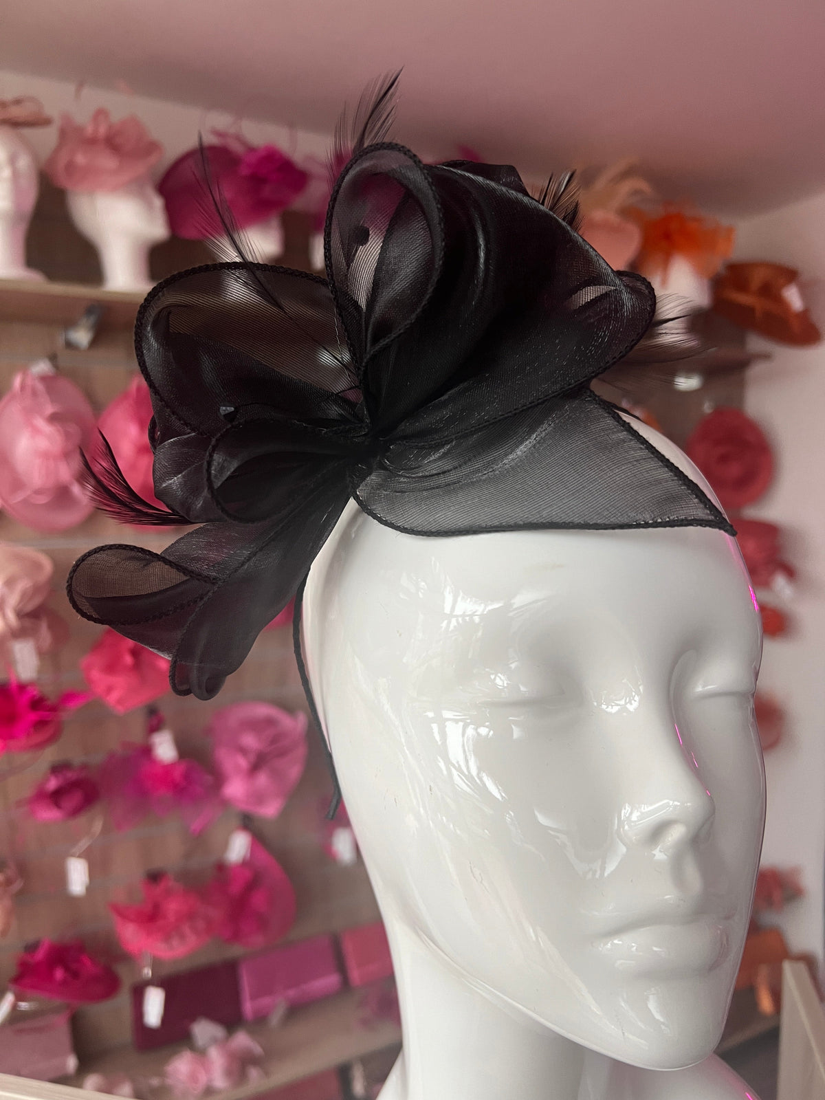 Pearlescent Organza Black Fascinator Headband-Fascinators Direct