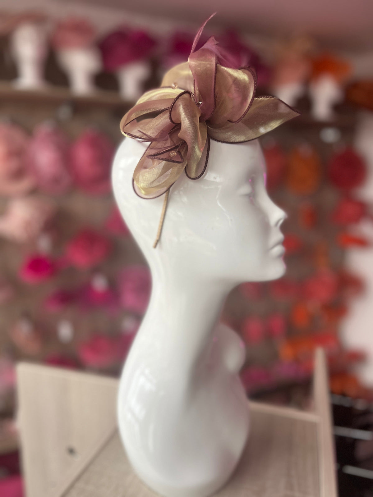 Pearlescent Organza Blush Fascinator Headband-Fascinators Direct