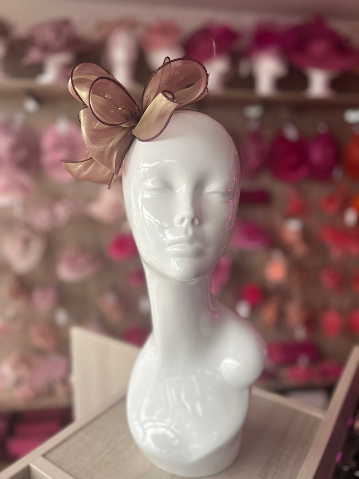 Pearlescent Organza Blush Fascinator Headband-Fascinators Direct