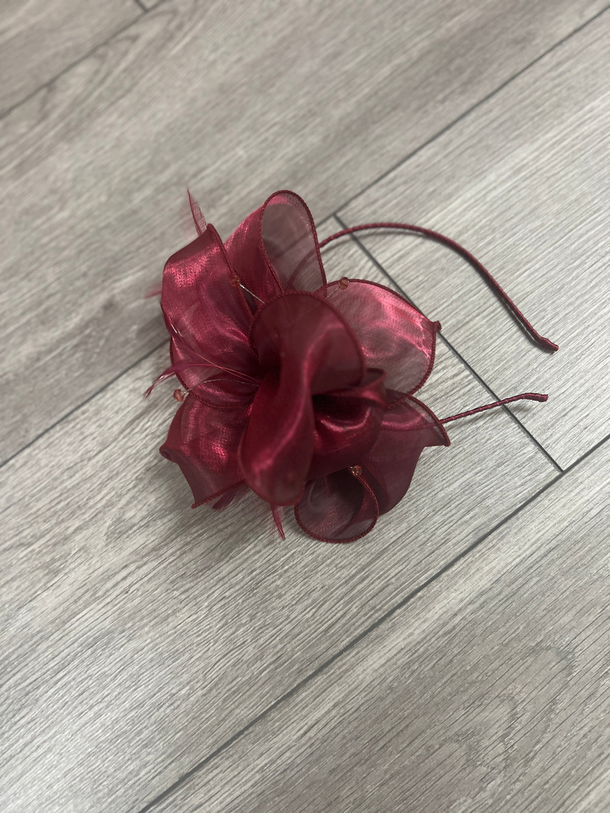 Pearlescent Organza Damson Fascinator Headband-Fascinators Direct