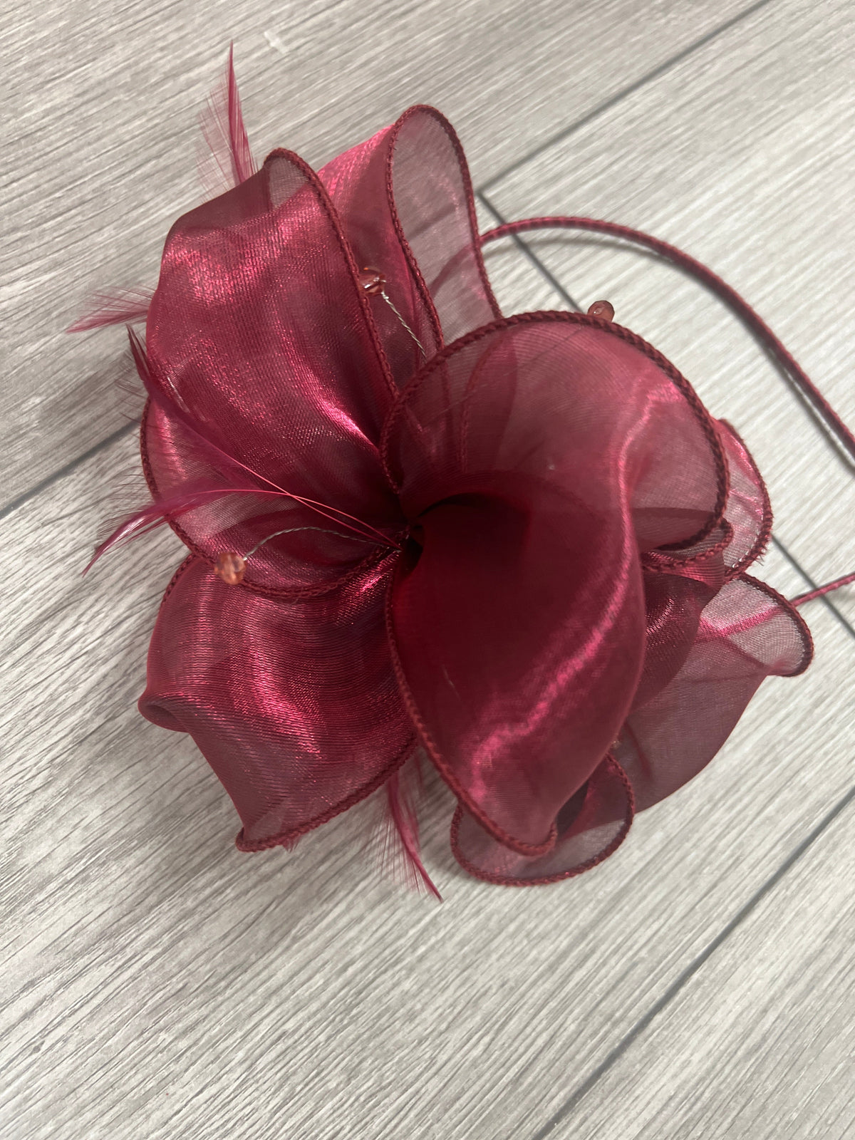 Pearlescent Organza Damson Fascinator Headband-Fascinators Direct