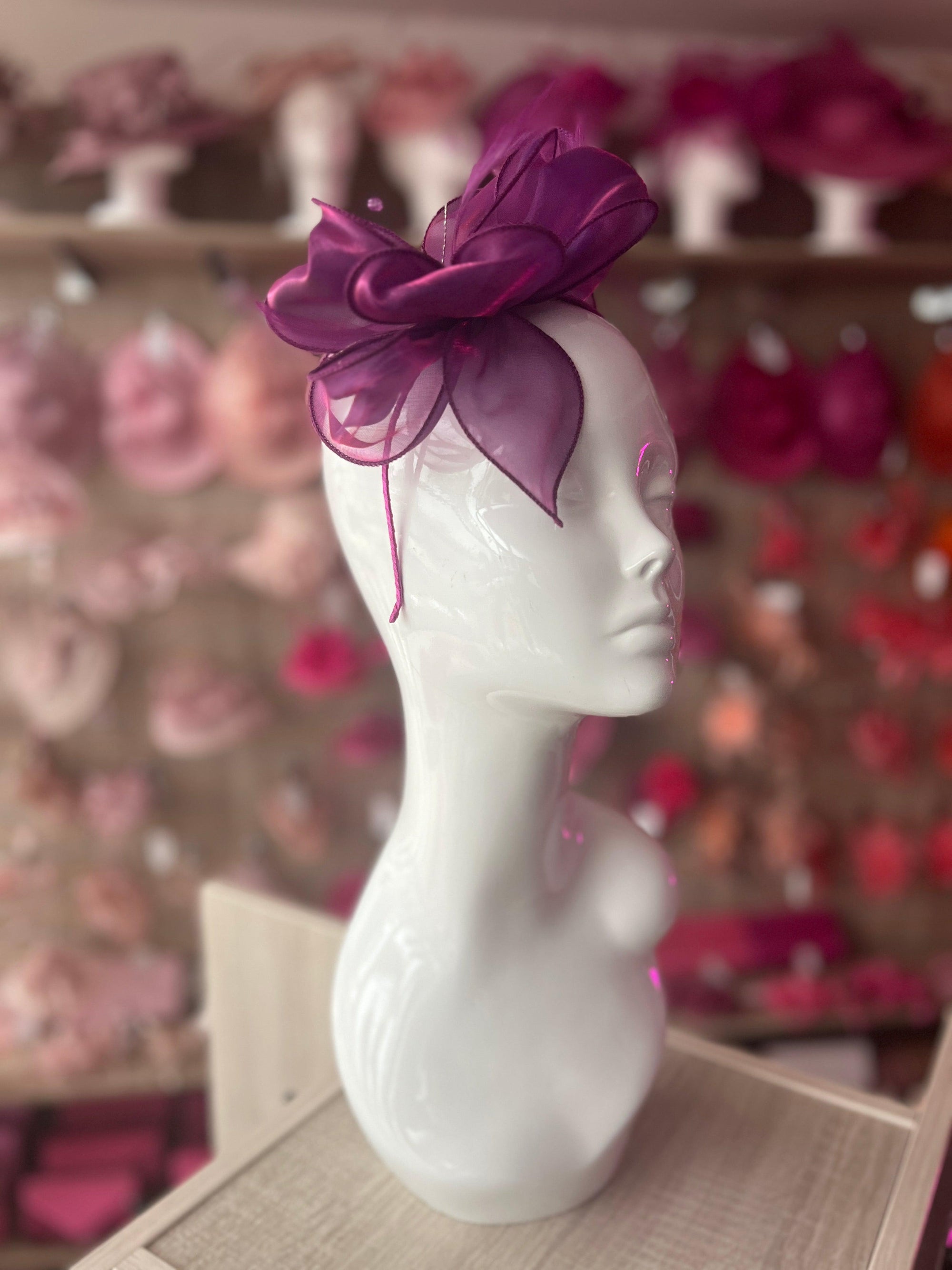 Pearlescent Organza Grape Fascinator Headband-Fascinators Direct