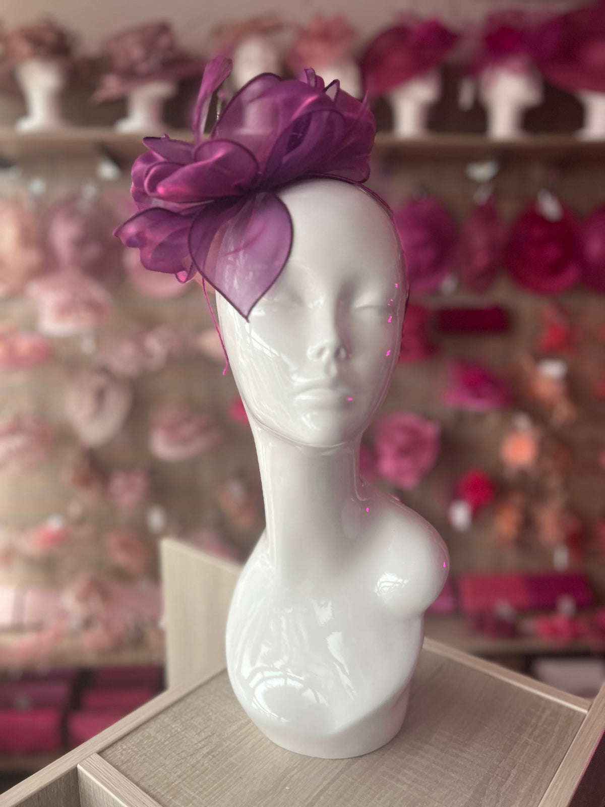 Pearlescent Organza Grape Fascinator Headband-Fascinators Direct