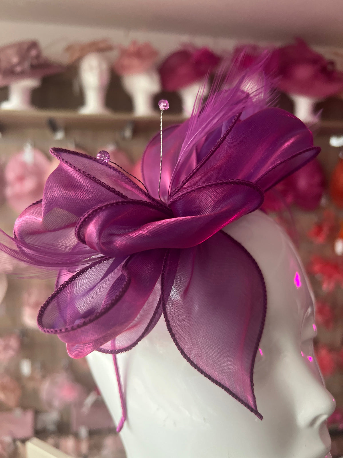 Pearlescent Organza Grape Fascinator Headband-Fascinators Direct