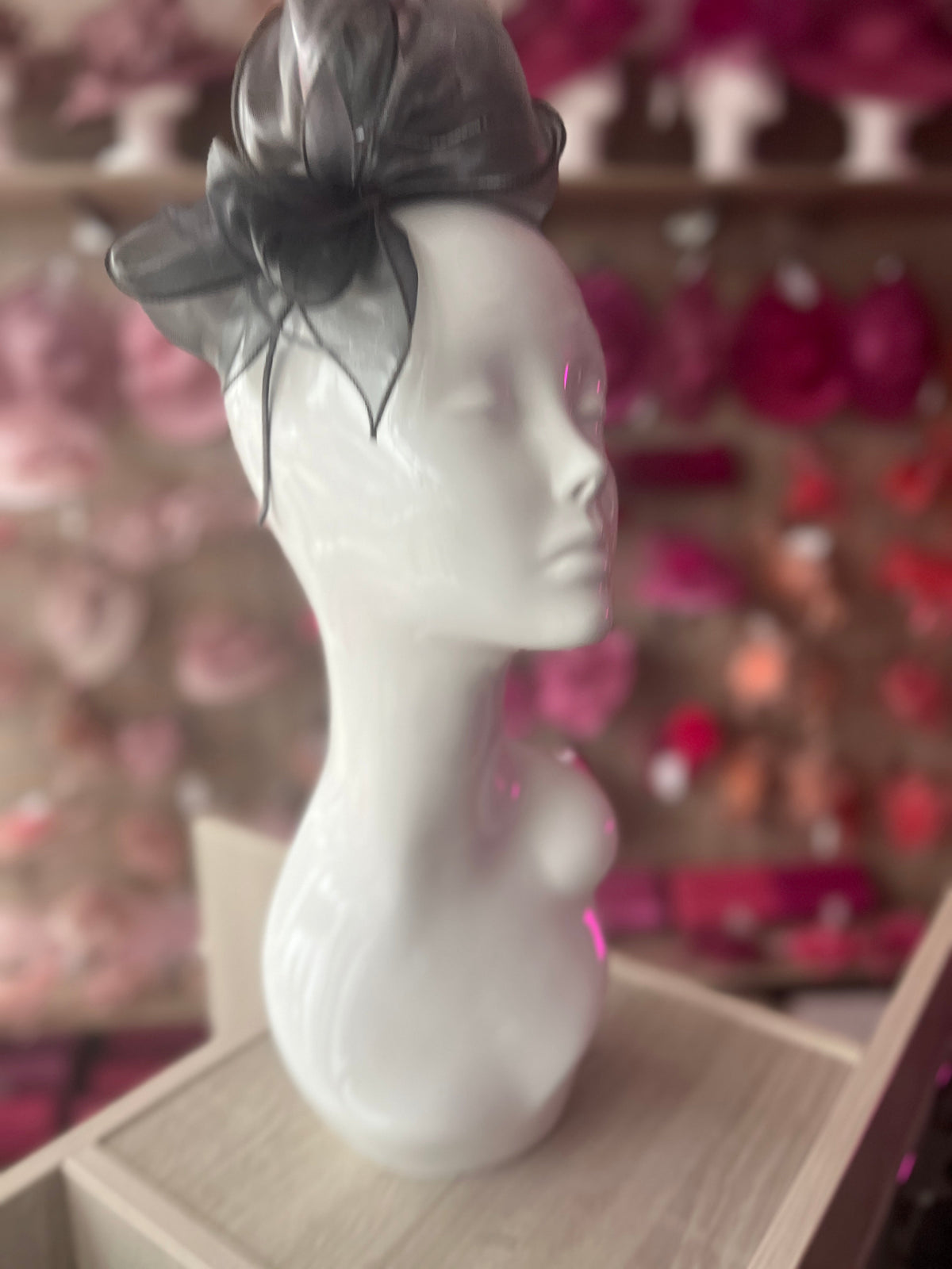 Pearlescent Organza Graphite Fascinator Headband-Fascinators Direct