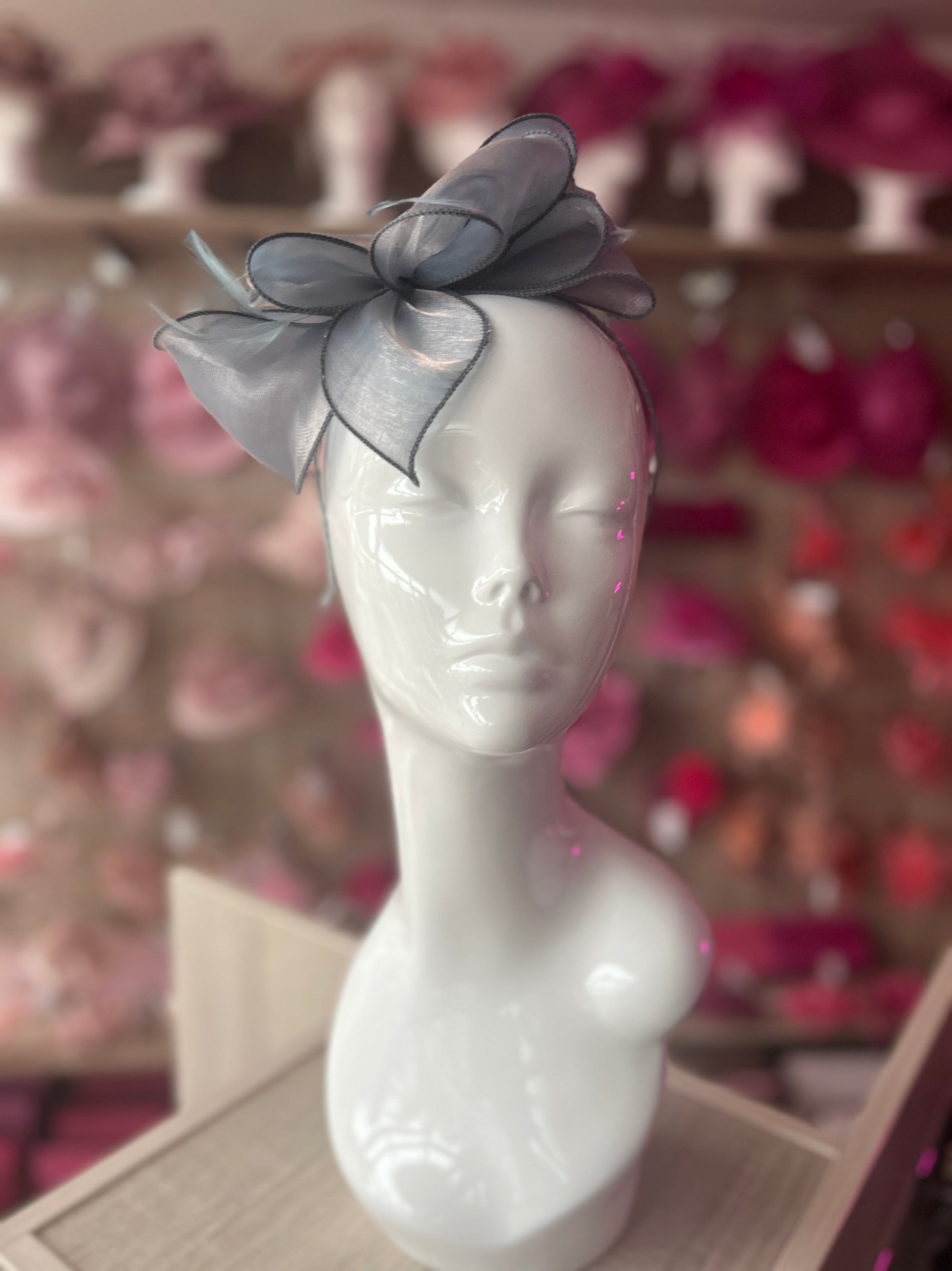 Pearlescent Organza Ice Blue Fascinator Headband-Fascinators Direct