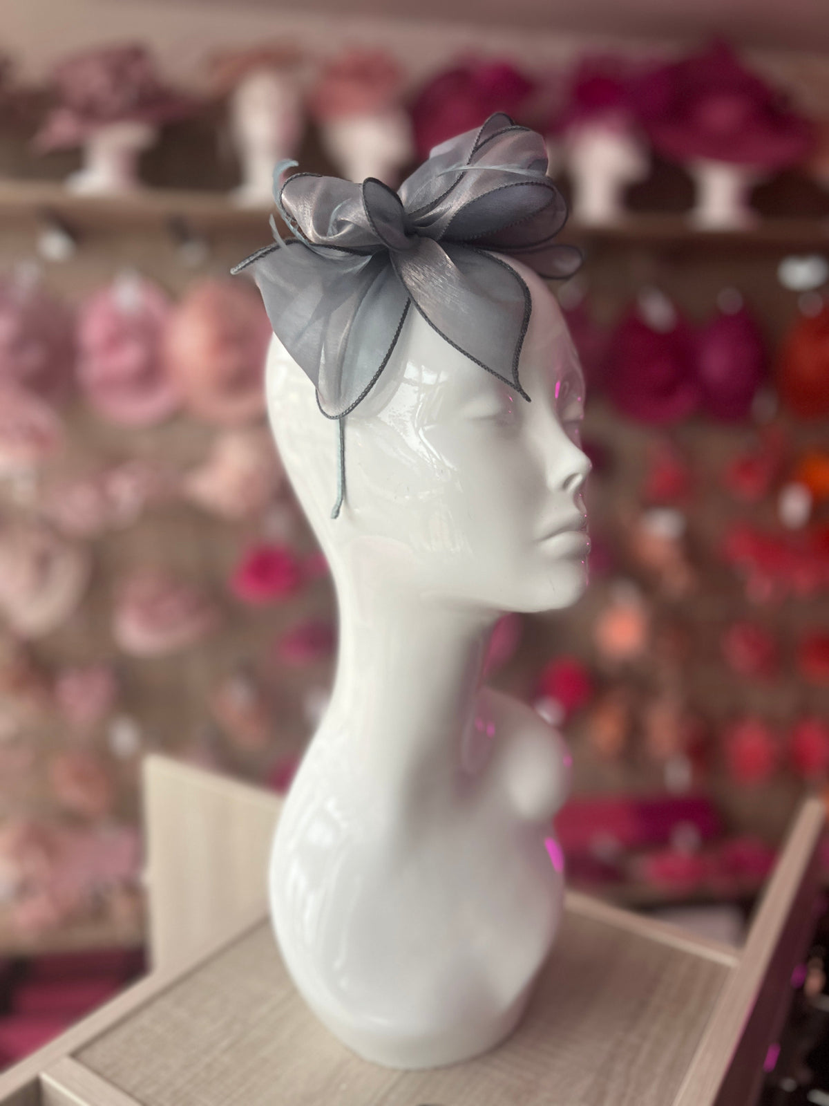 Pearlescent Organza Ice Blue Fascinator Headband-Fascinators Direct