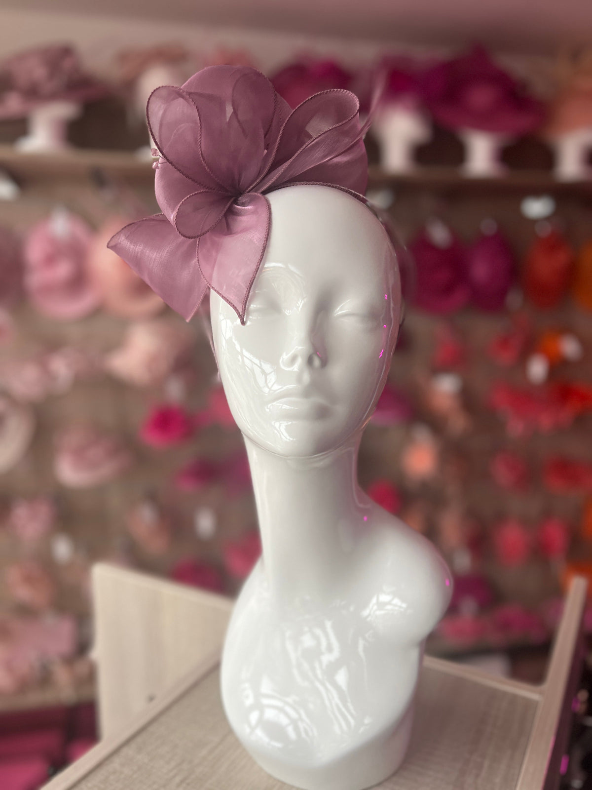 Pearlescent Organza Mulberry Fascinator Headband-Fascinators Direct